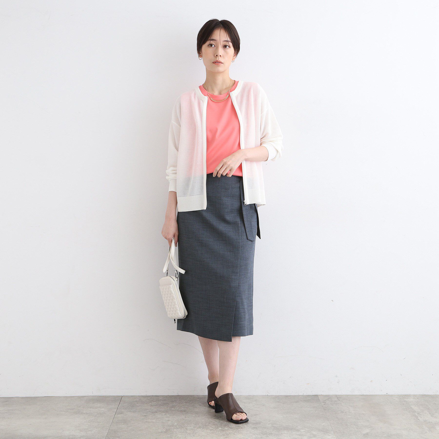 INDIVI「【洗える／UVケア／SETUP可能】麻調ラップ風Iラインスカート」|スカート|