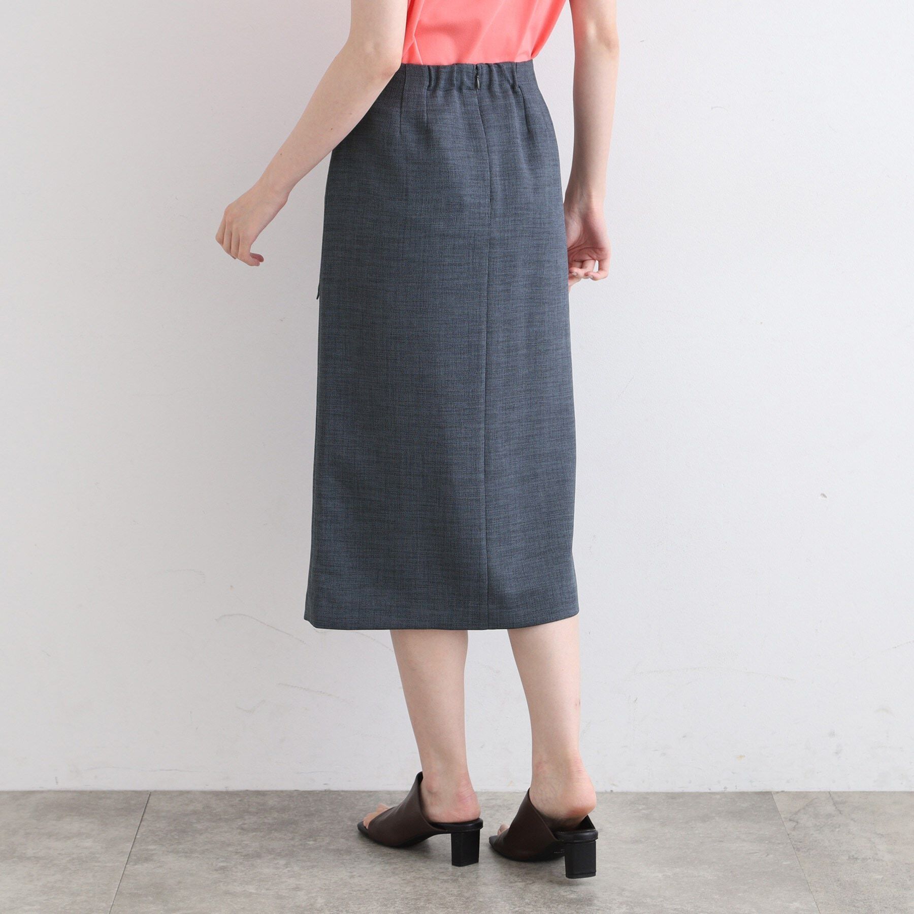 INDIVI「【洗える／UVケア／SETUP可能】麻調ラップ風Iラインスカート」|スカート|