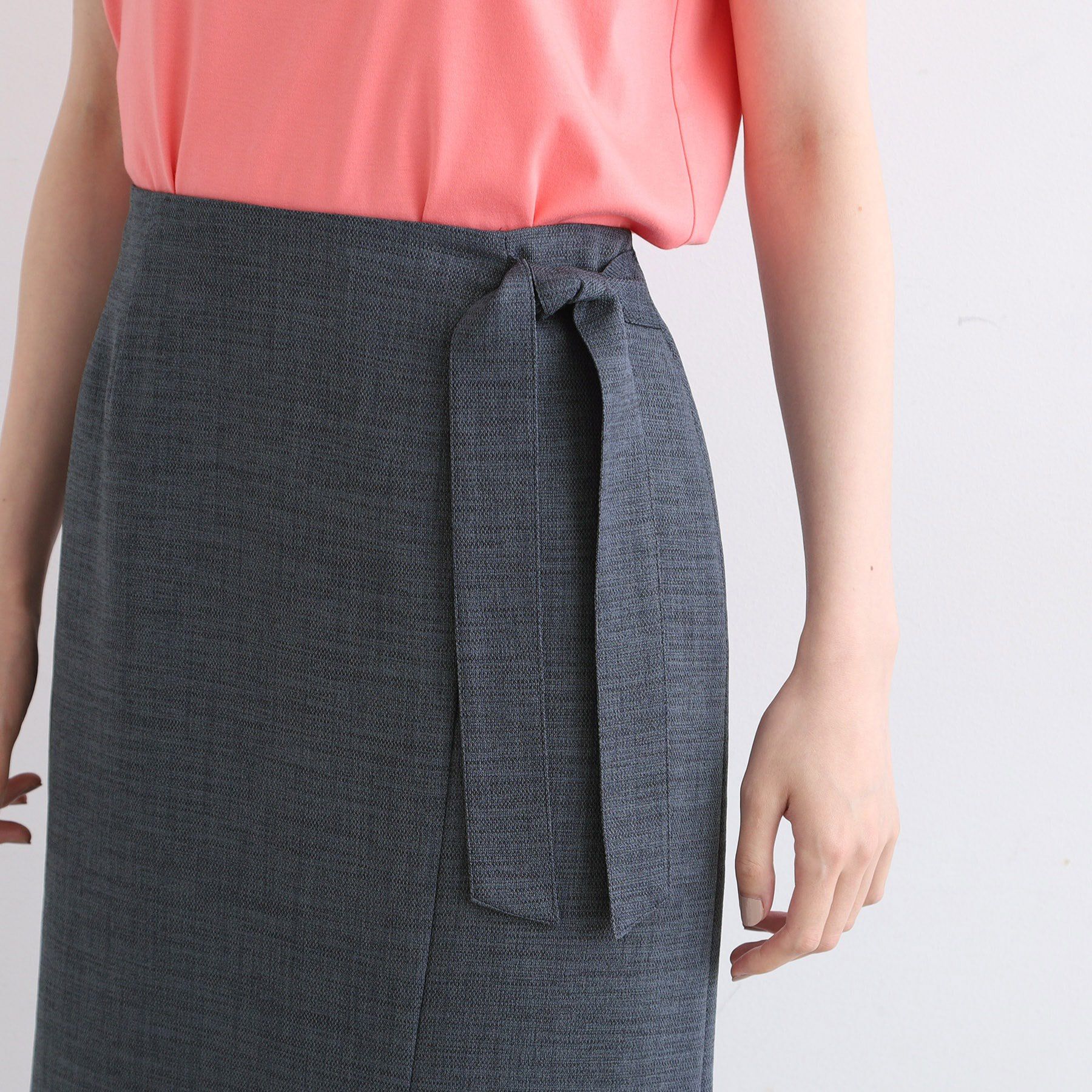 INDIVI「【洗える／UVケア／SETUP可能】麻調ラップ風Iラインスカート」|スカート|