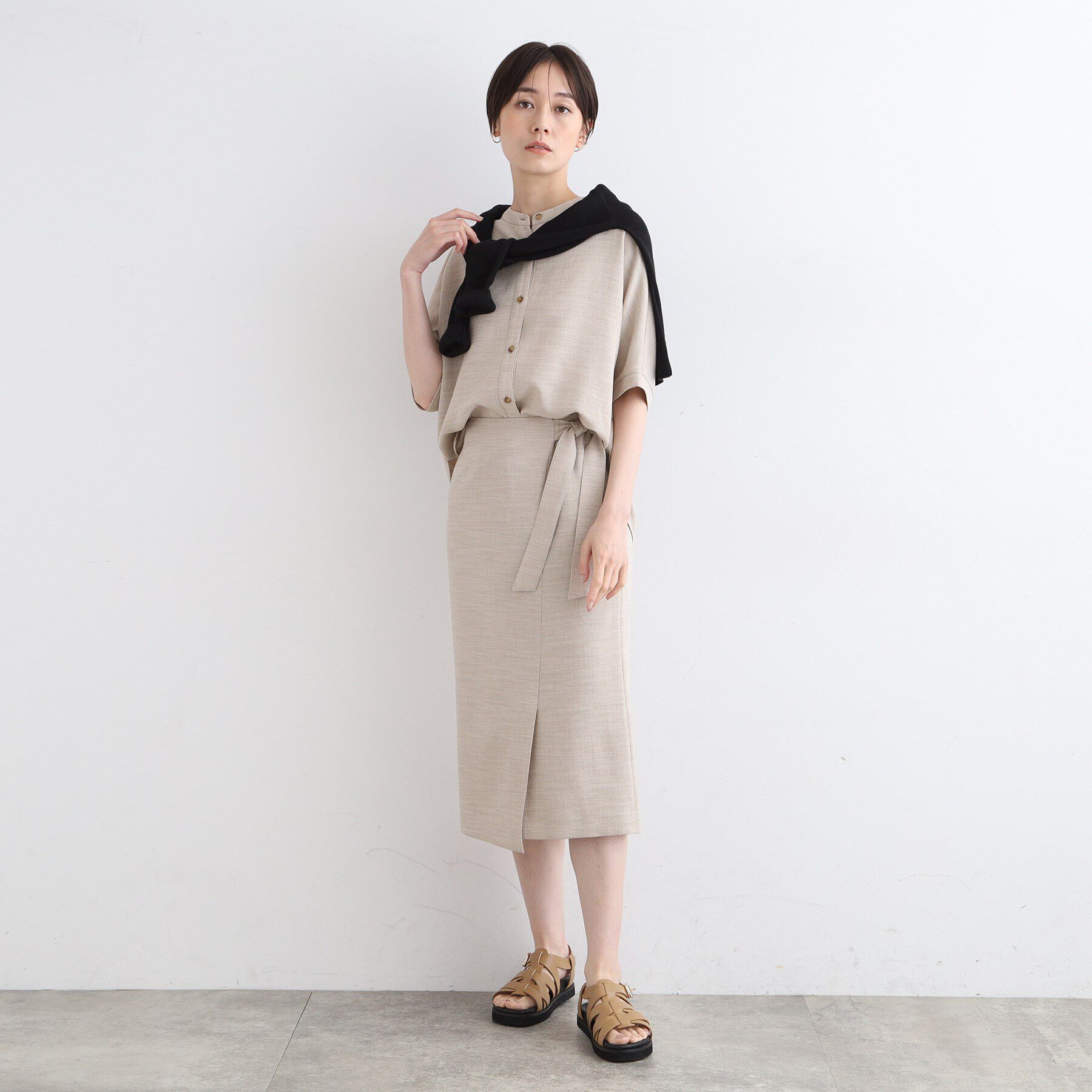 INDIVI「【洗える／UVケア／SETUP可能】麻調ドルマンブラウス」|シャツ・ブラウス|