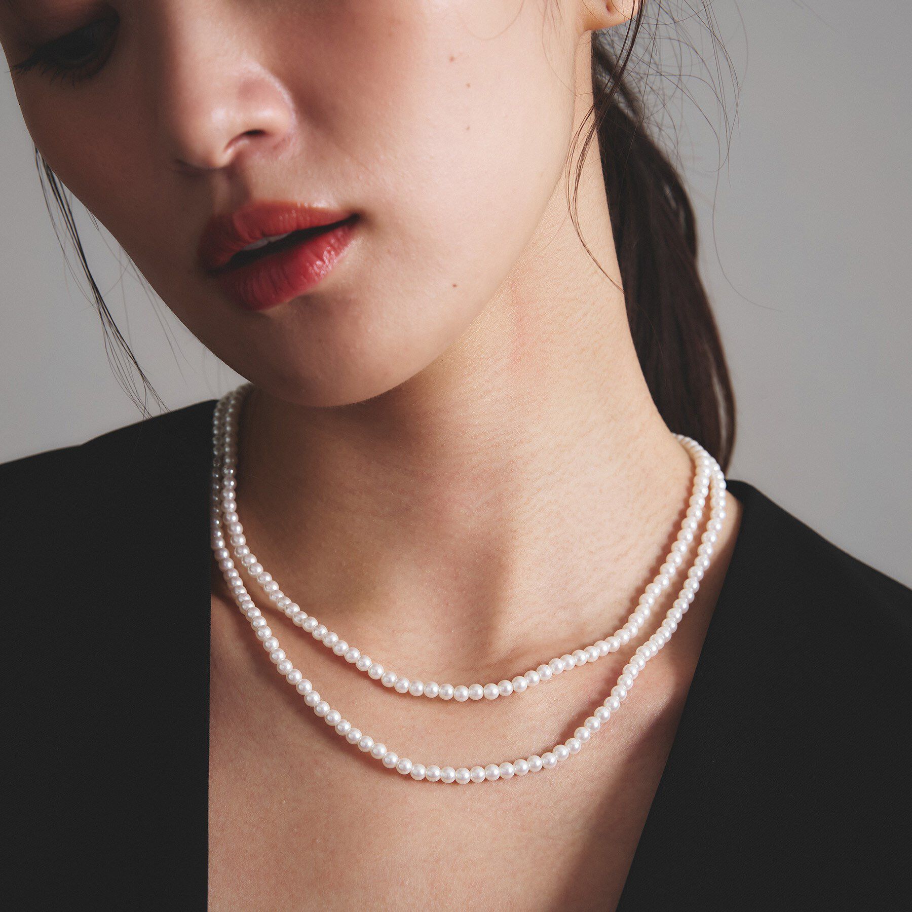 INDIVI「【マルチWAY／セレモニー】2連シンプルパール調ネックレス」|ネックレス|