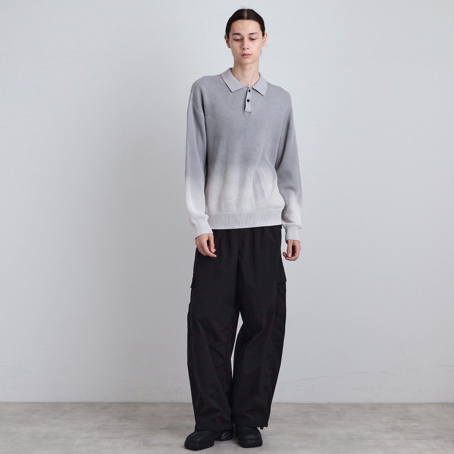 tk.TAKEO KIKUCHI「畦編みニットポロシャツブリーチ」|ニット・セーター|