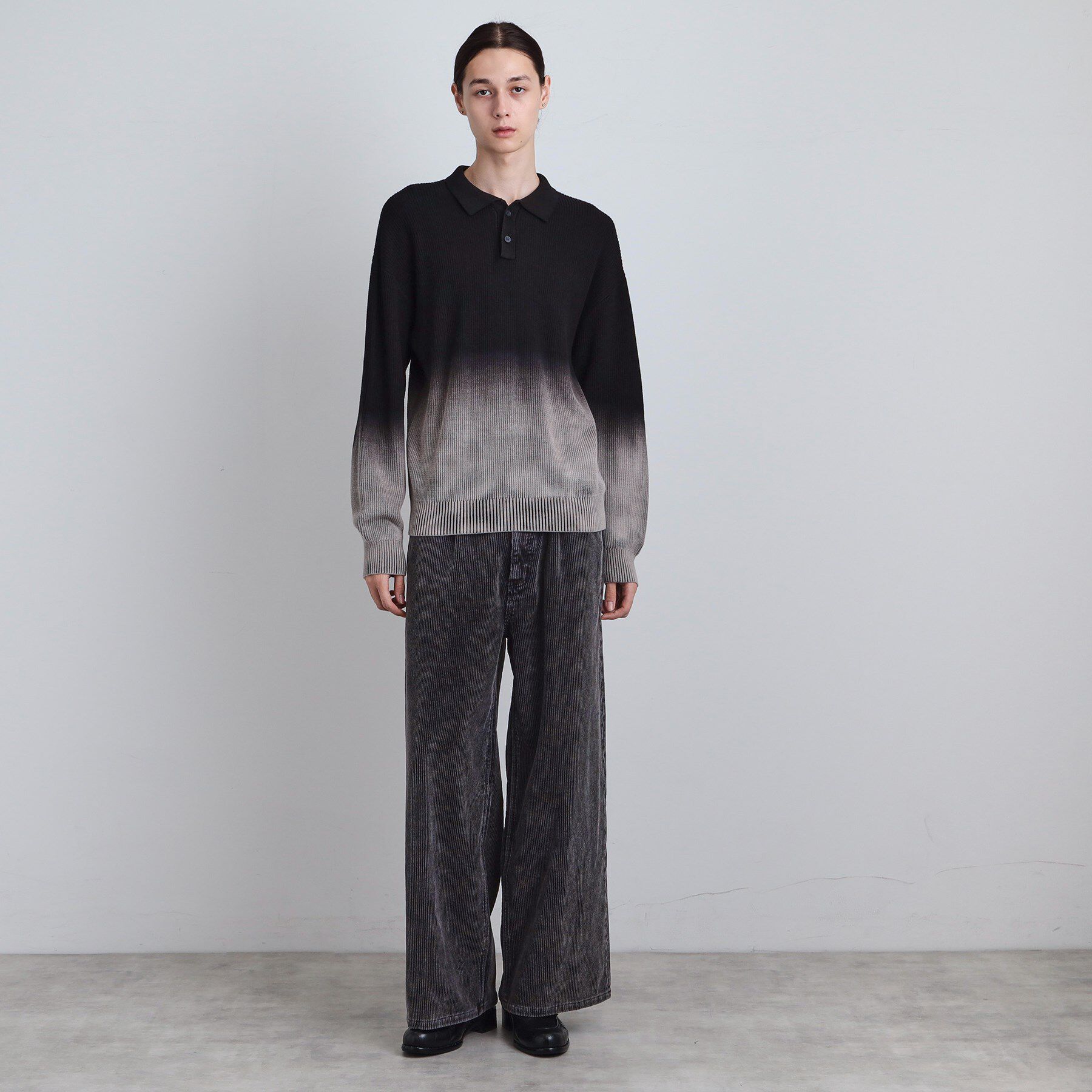 tk.TAKEO KIKUCHI「畦編みニットポロシャツブリーチ」|ニット・セーター|