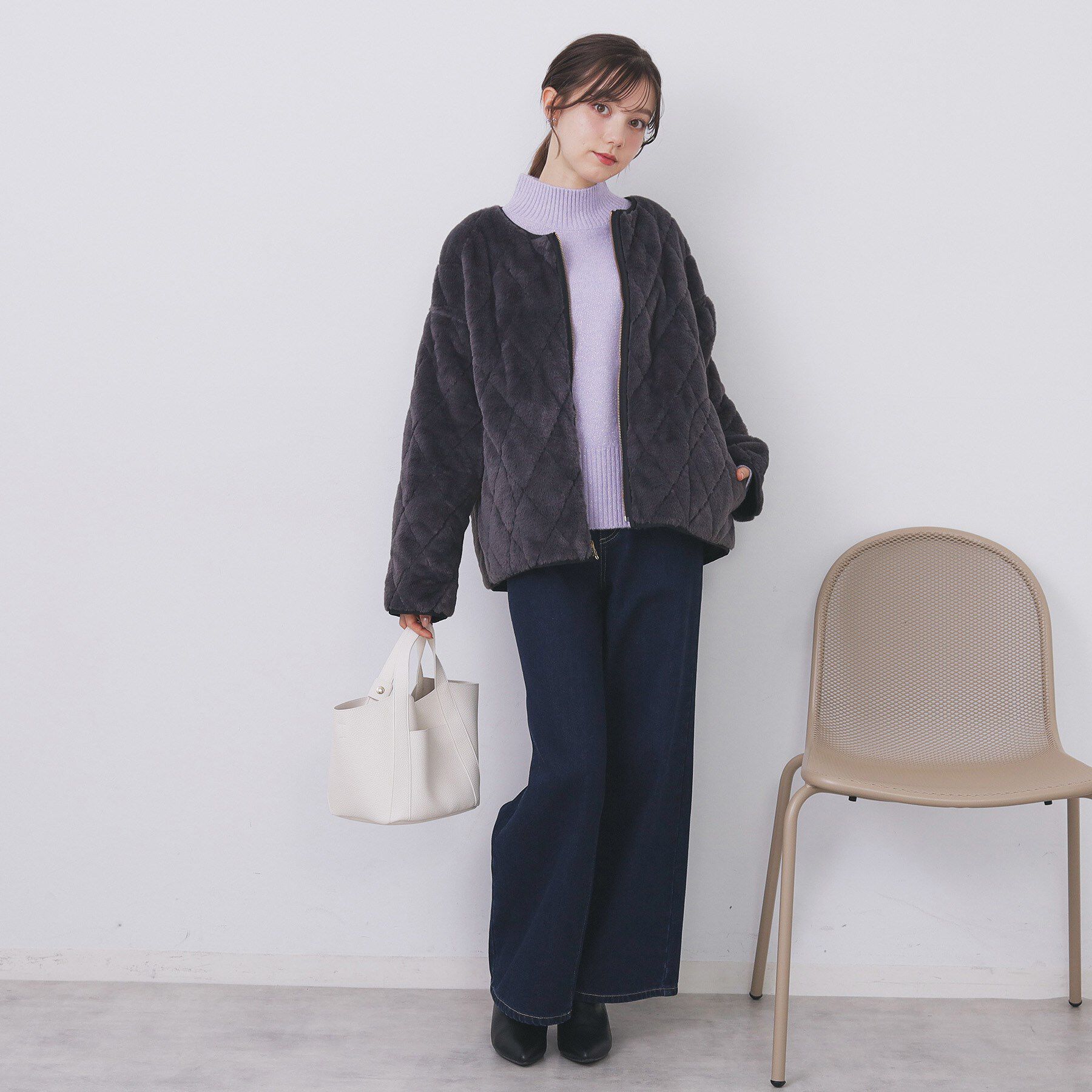 index「選べる2丈 ハイネックカラーミックスラメニット【洗濯機OK】」|ニット・セーター|