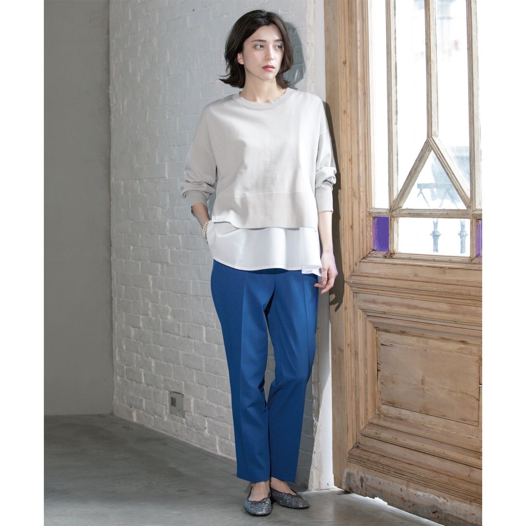 OPAQUE.CLIP「《ツインセット》ワイドニット&times;裾フレアタンクトップ【洗濯機洗い可/抗ピル】」|ニット・セーター|