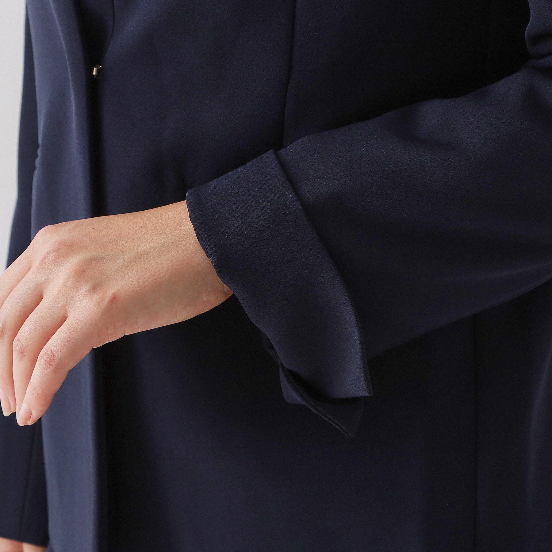 OPAQUE.CLIP「≪通勤・セレモニー/セットアップ対応≫ Vネックジャケット/ダブルクロス【洗濯機OK】」|ノーカラージャケット|