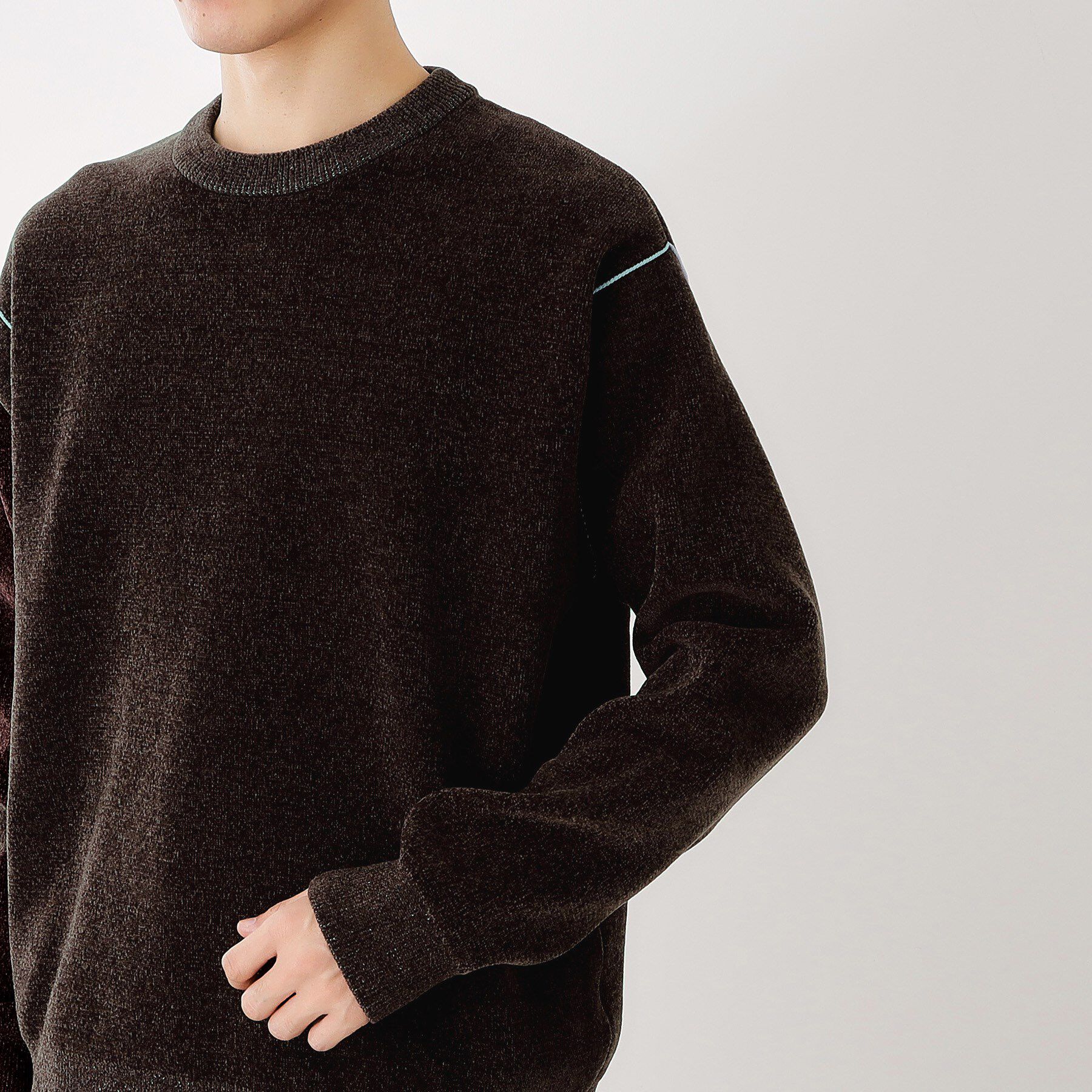 THE SHOP TK「【包み込まれるような柔らかさ】配色モールニット 洗濯機OK」|ニット・セーター|