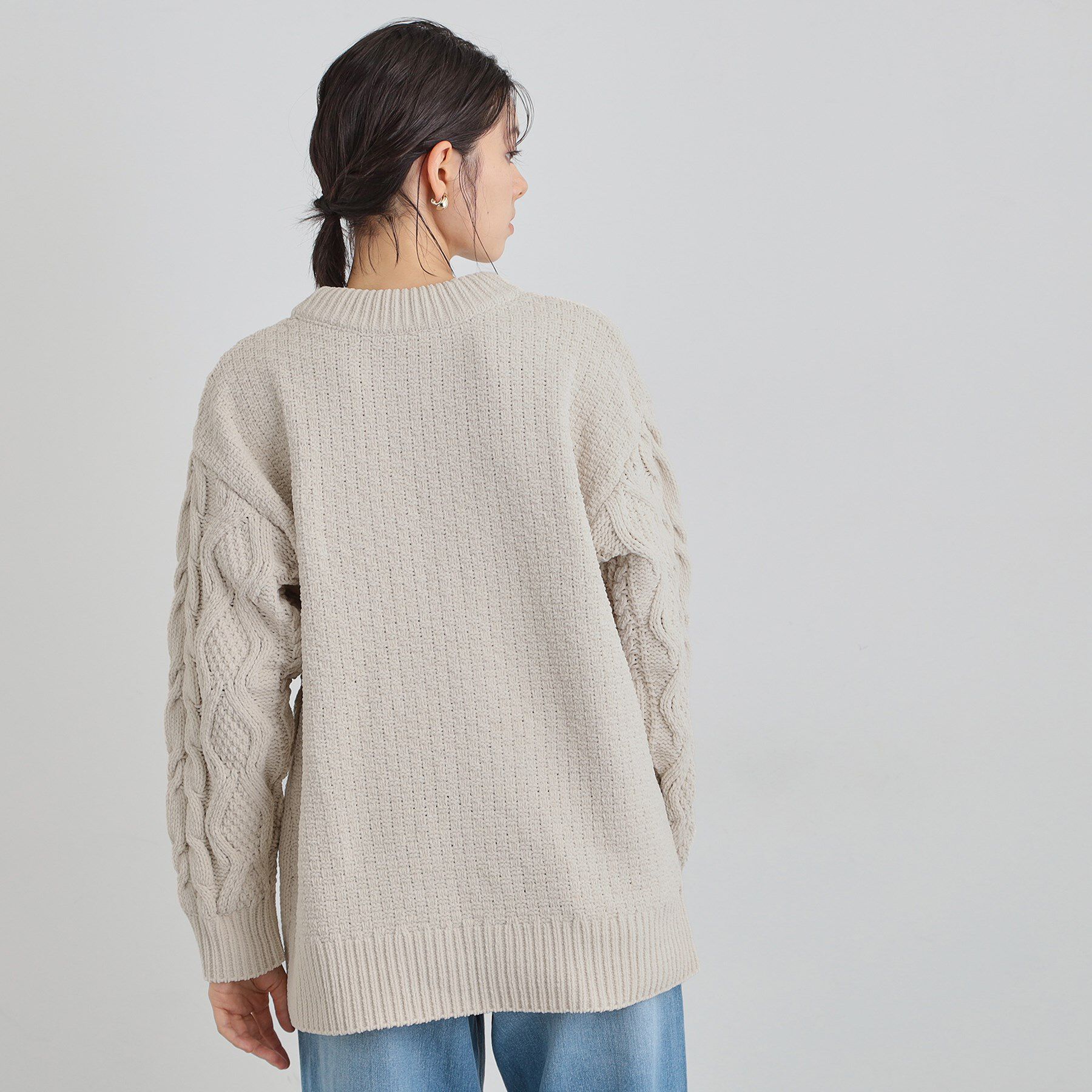 THE SHOP TK「【洗える】冬のコーデを盛り上げる マットモール ケーブルニット」|ニット・セーター|