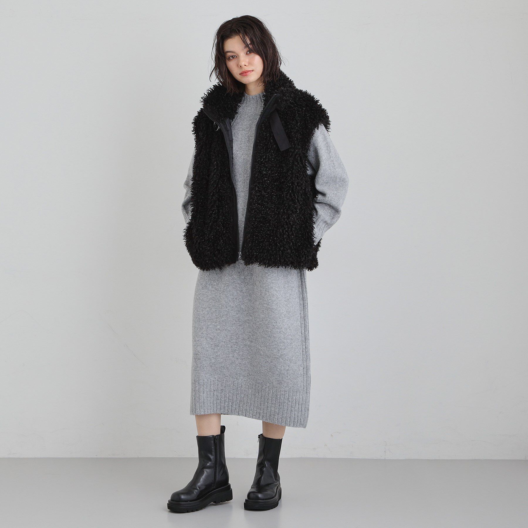 THE SHOP TK「ウール混杢調ハイネックワンピース」|ワンピース|