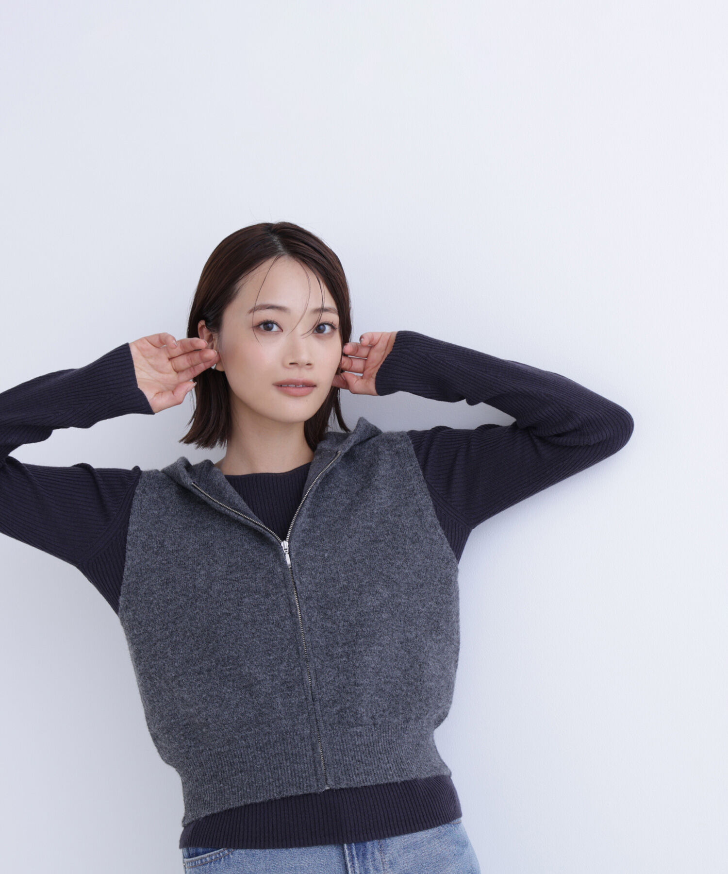  「フーディーベスト＆リブニット」|ニット・セーター|