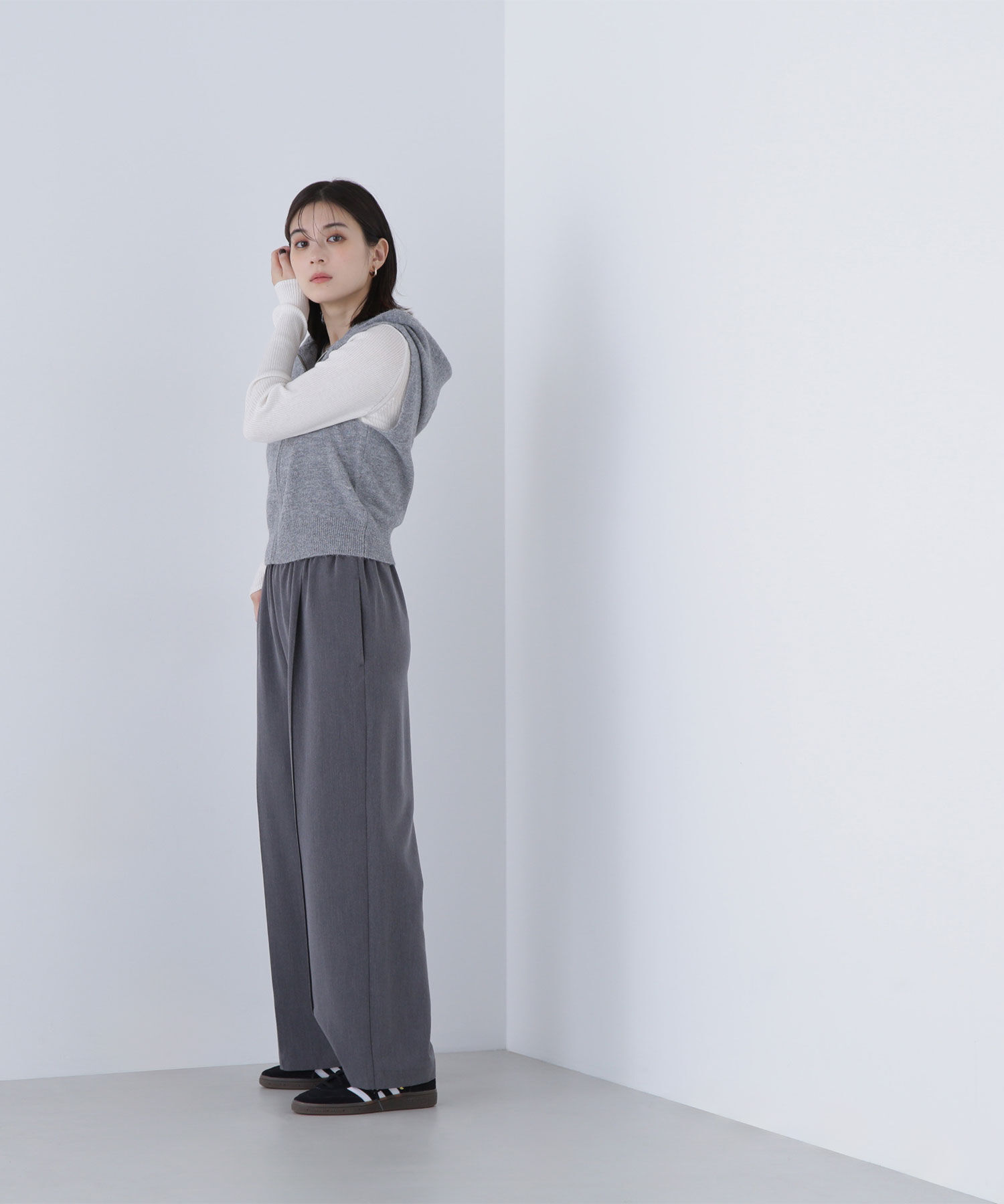  「フーディーベスト＆リブニット」|ニット・セーター|