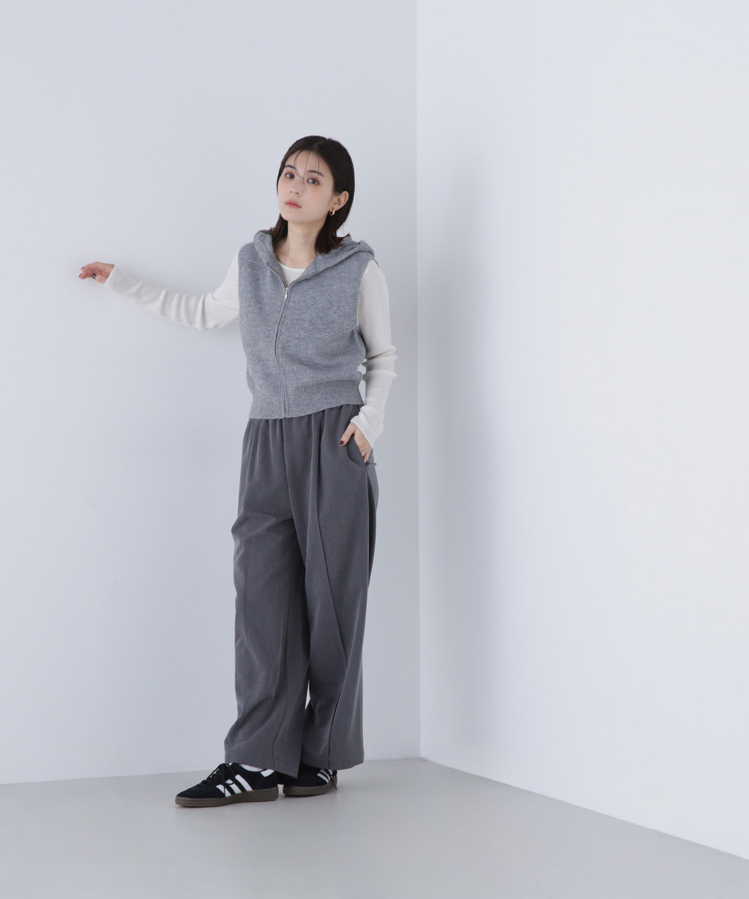  「フーディーベスト＆リブニット」|ニット・セーター|