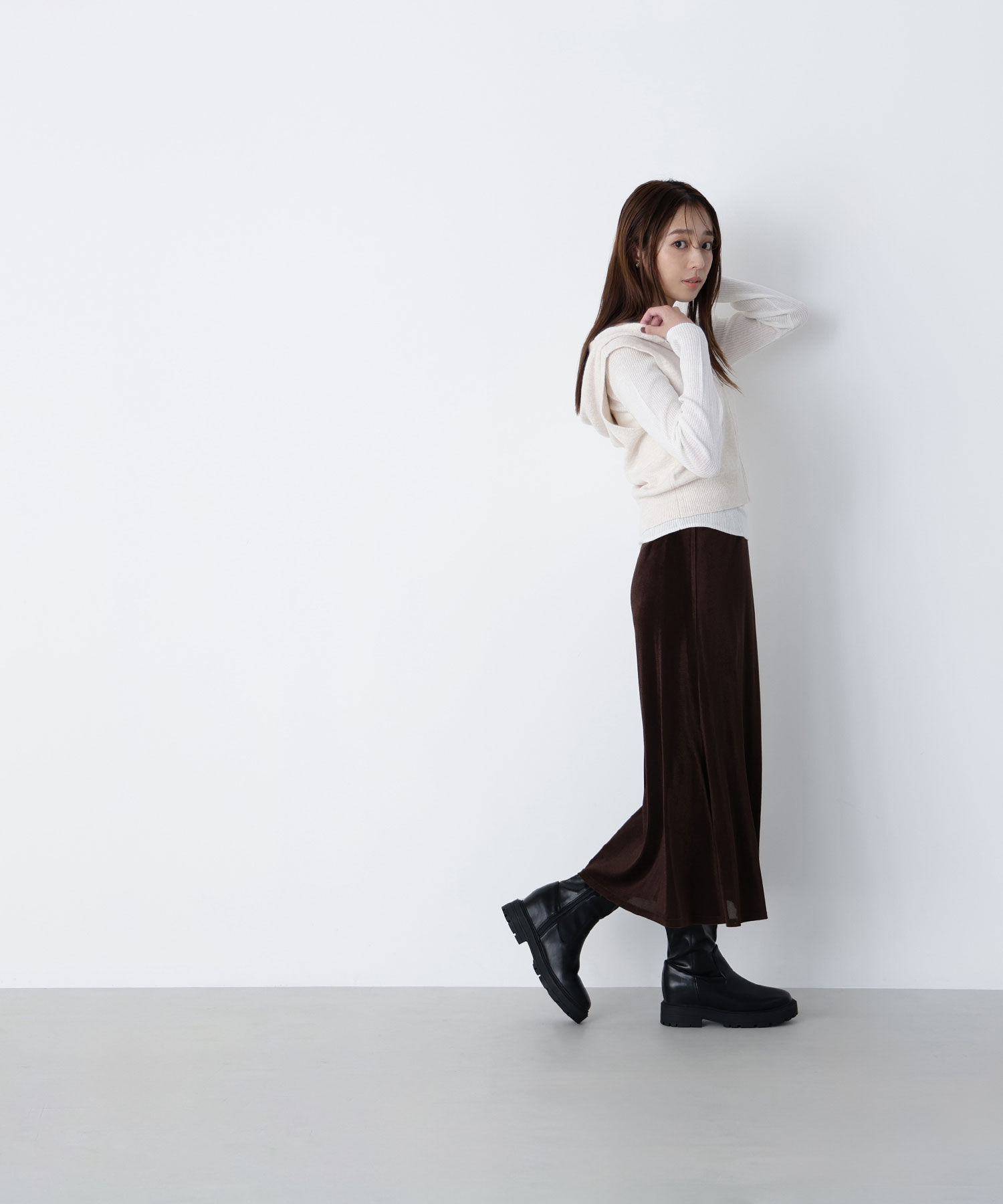  「フーディーベスト＆リブニット」|ニット・セーター|