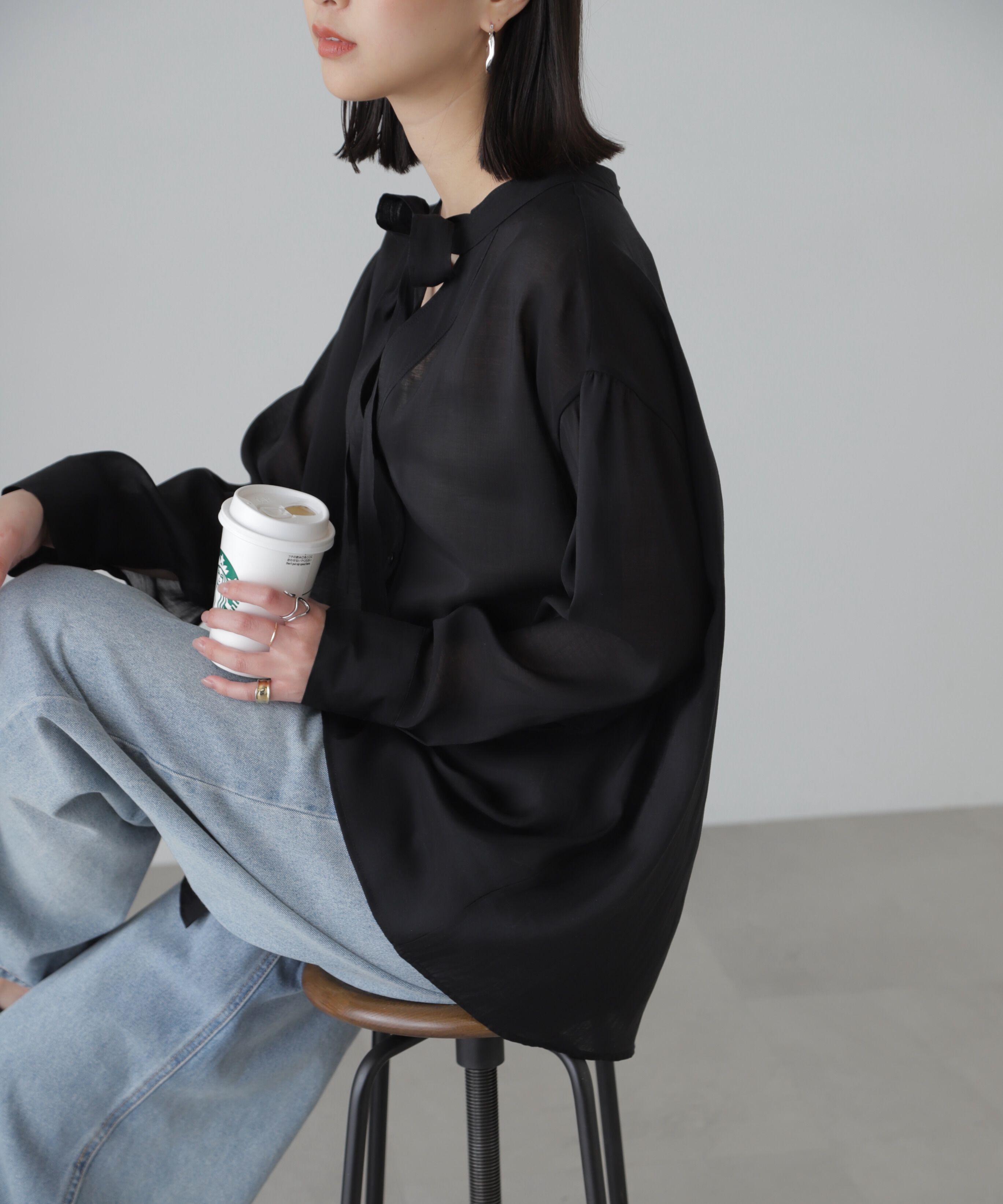  「シアーボウタイチュニック丈ブラウス」|シャツ・ブラウス|