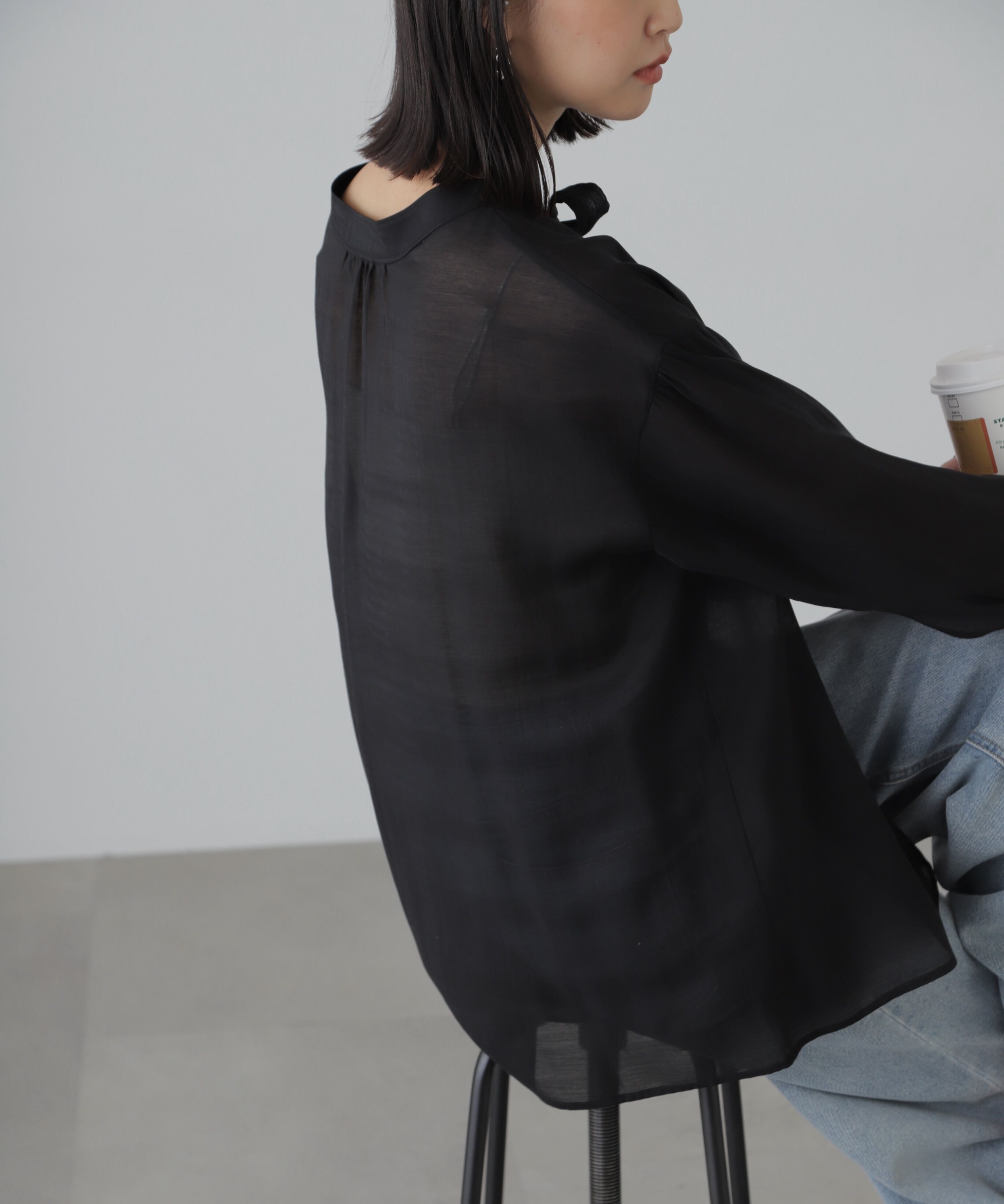  「シアーボウタイチュニック丈ブラウス」|シャツ・ブラウス|