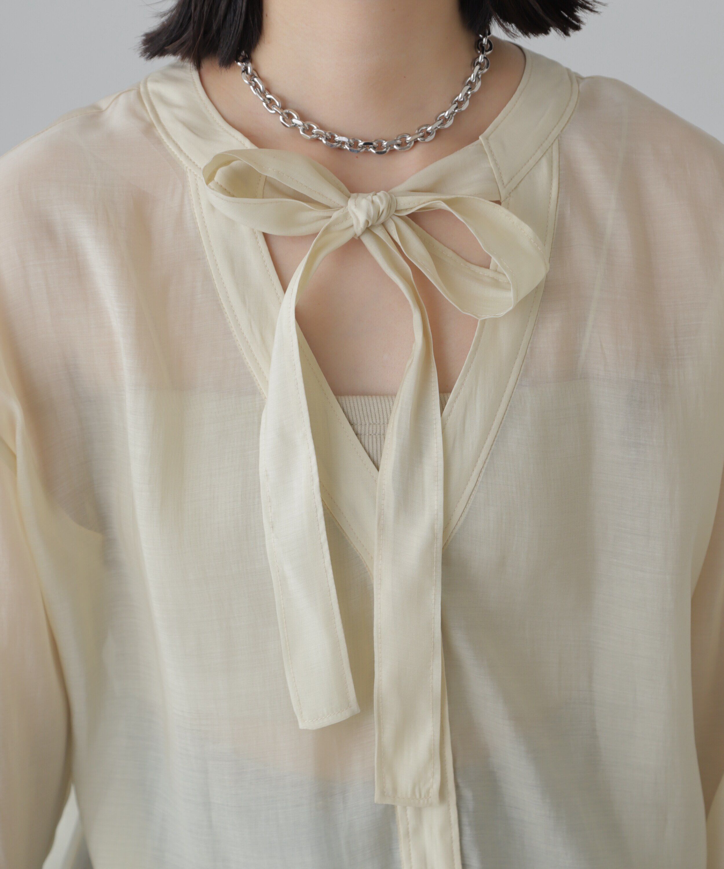  「シアーボウタイチュニック丈ブラウス」|シャツ・ブラウス|