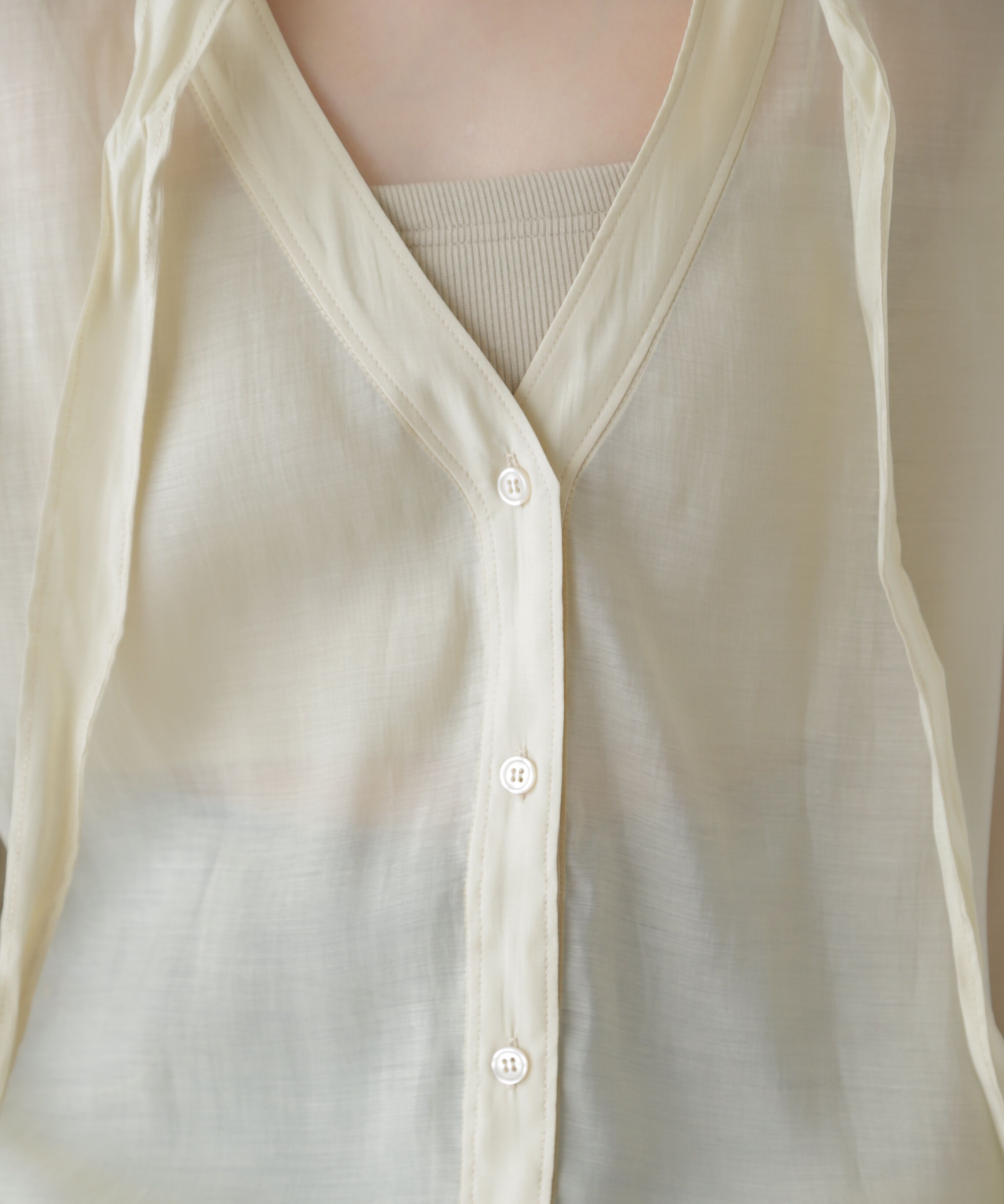  「シアーボウタイチュニック丈ブラウス」|シャツ・ブラウス|