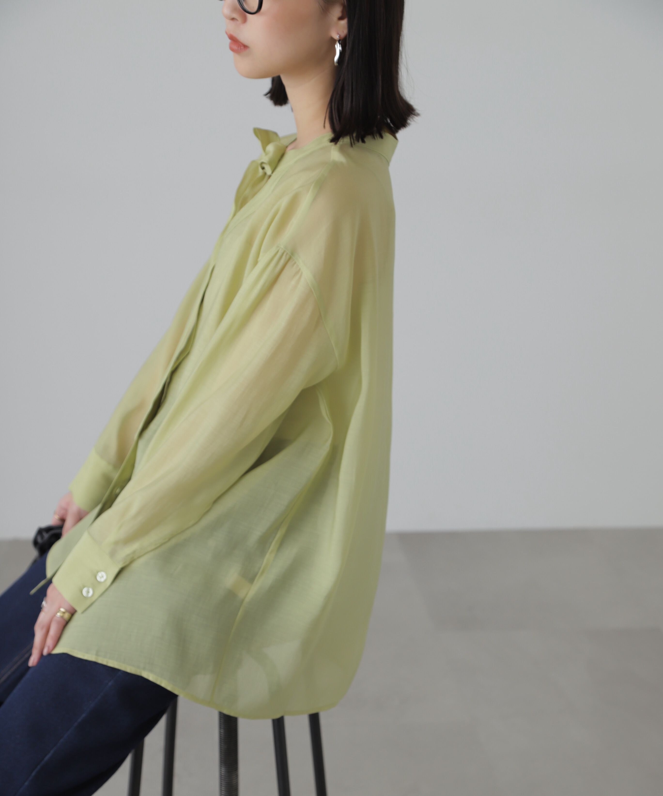  「シアーボウタイチュニック丈ブラウス」|シャツ・ブラウス|