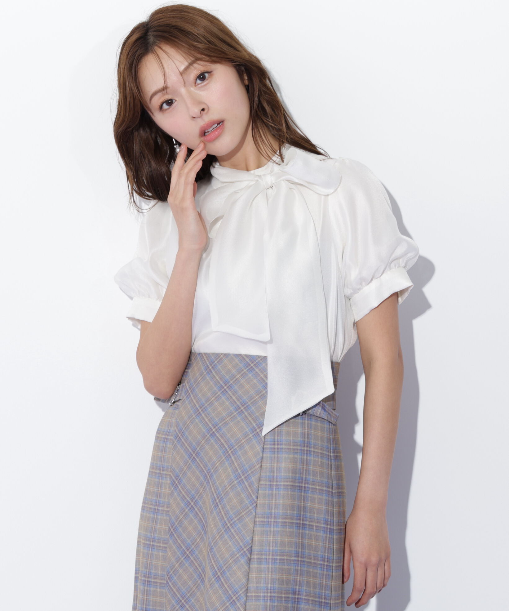  「バルーンスリーブボウタイブラウス」|シャツ・ブラウス|エクリュ