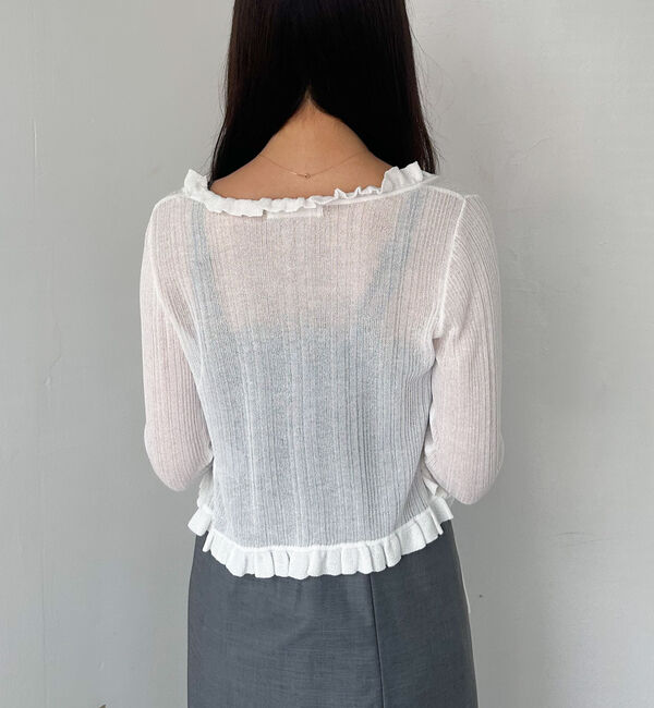 archives「フリルシアーリブニットカーディガン」|カーディガン|