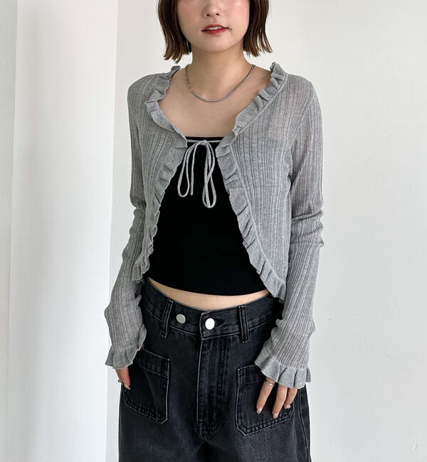 archives「フリルシアーリブニットカーディガン」|カーディガン|