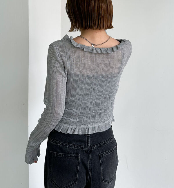 archives「フリルシアーリブニットカーディガン」|カーディガン|