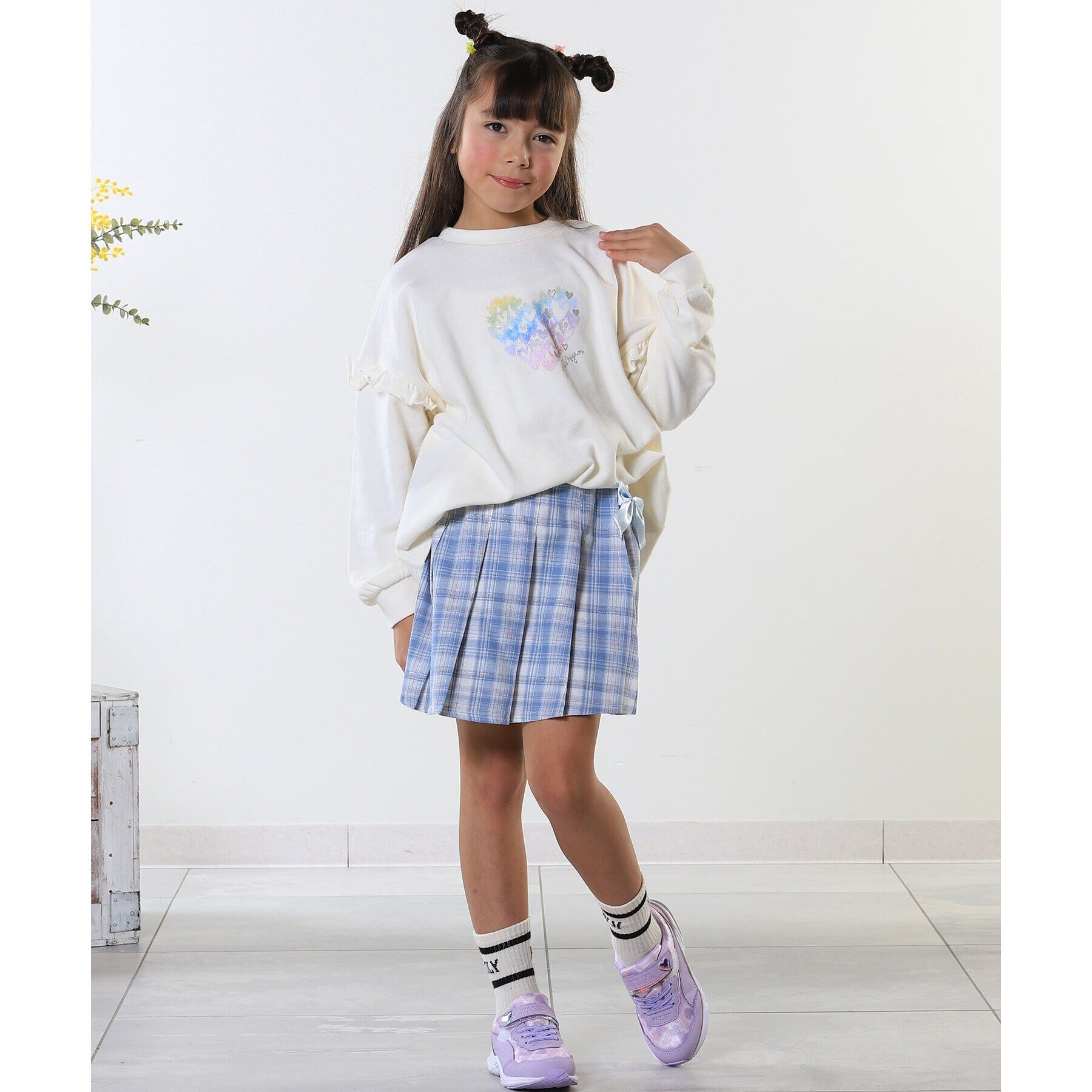 SHOO･LA･RUE「【110-140cm】チャーム付きチェックプリーツスカパン」|スカート|