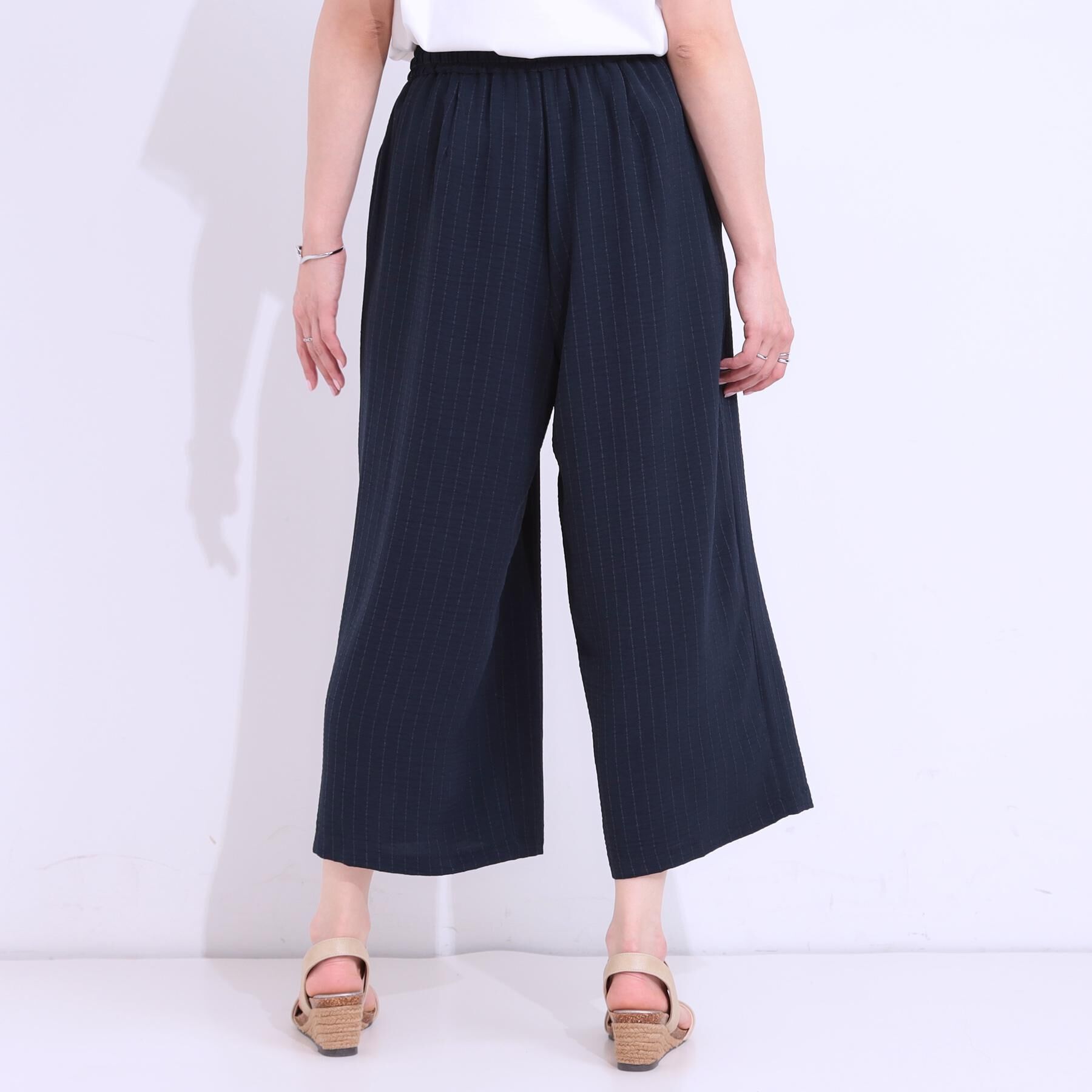 SHOO･LA･RUE「【着丈選べる/ひんやり】ストライプ見えイージーワイドパンツ」|その他|