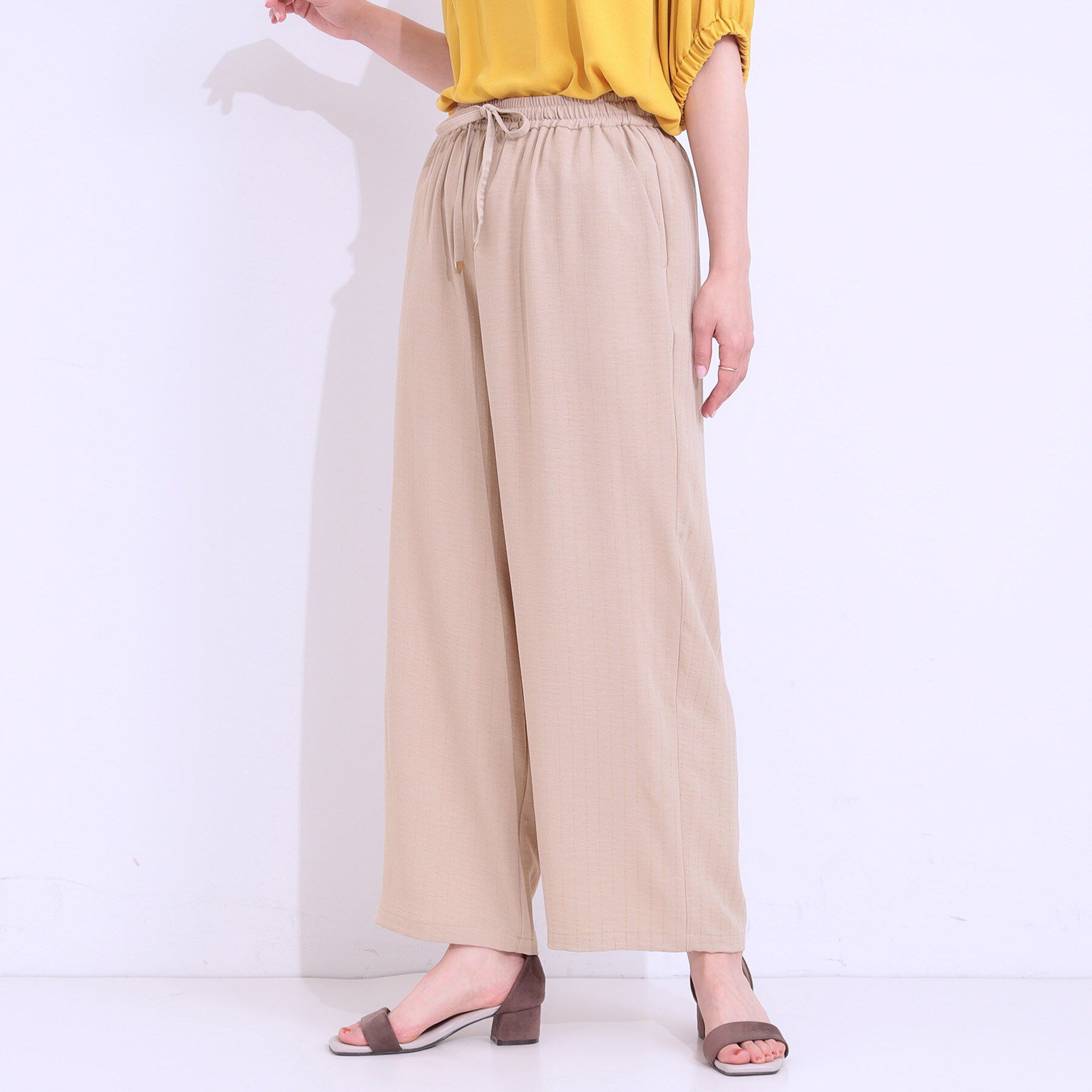 SHOO･LA･RUE「【着丈選べる/ひんやり】ストライプ見えイージーワイドパンツ」|その他|