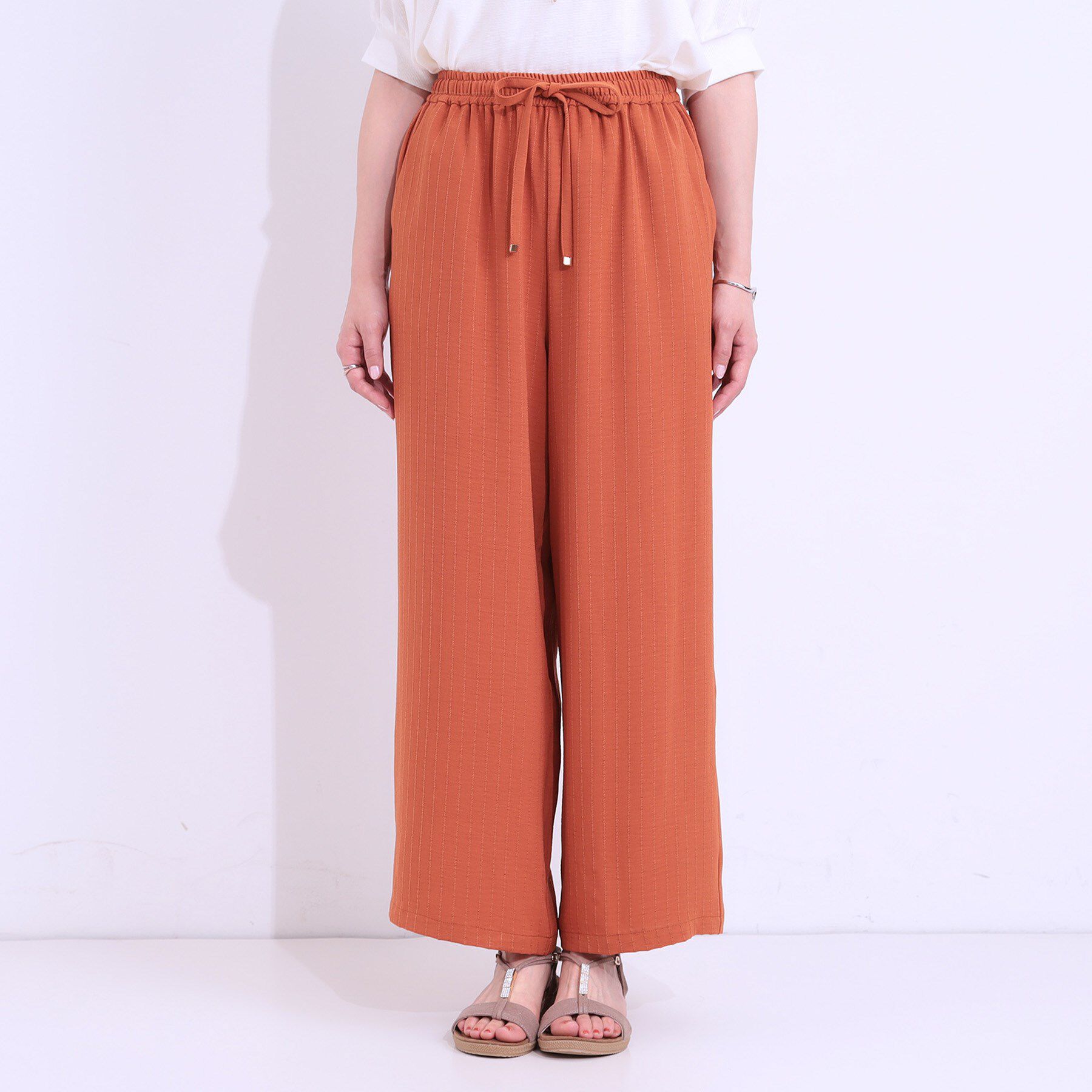 SHOO･LA･RUE「【着丈選べる/ひんやり】ストライプ見えイージーワイドパンツ」|その他|