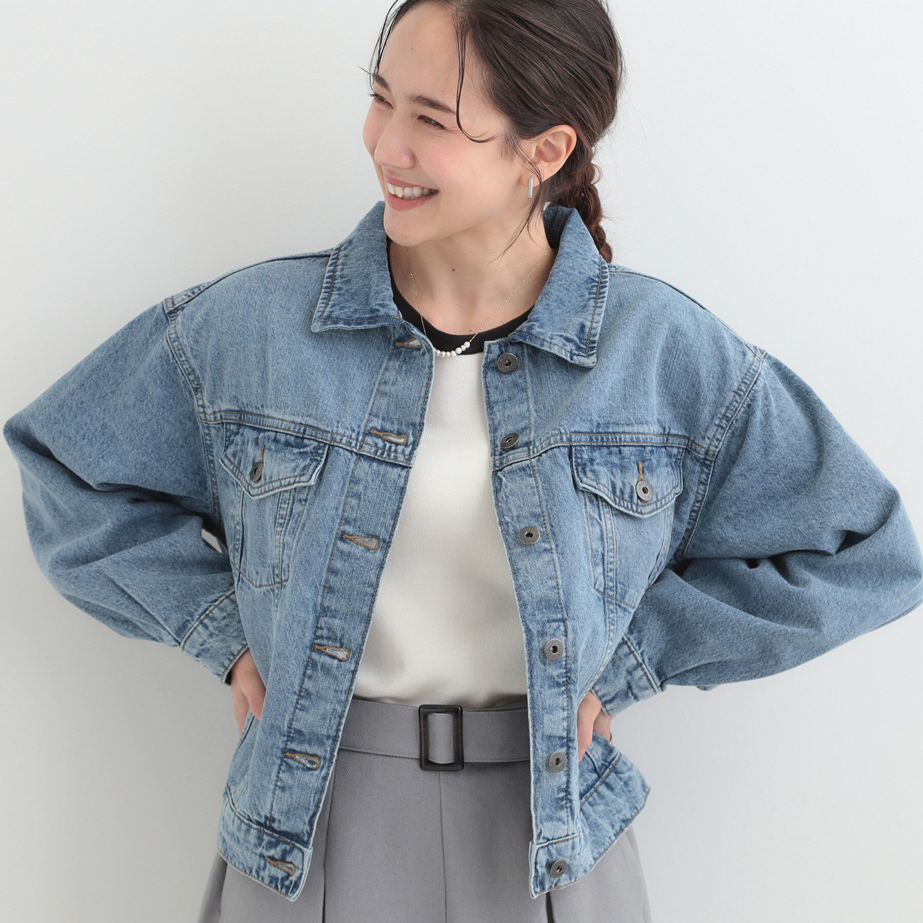 SHOO･LA･RUE「【SHOO・LA・RUE DENIM】大人の抜け感 ゆるGジャン」|デニムジャケット|ブルー(092)