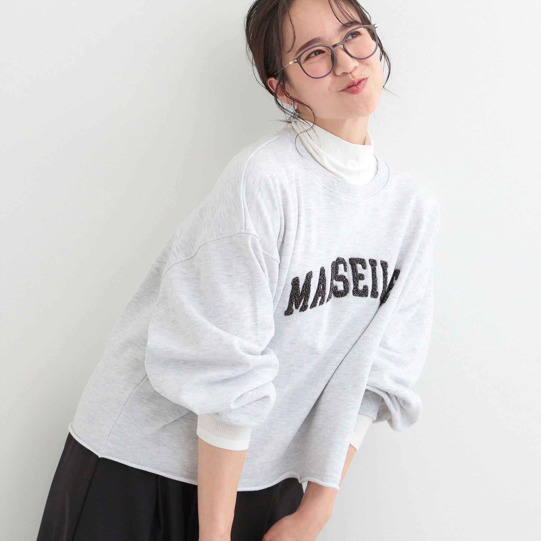 SHOO･LA･RUE「サガラ刺繍アソート裏毛スウェット」|パーカー|ライトグレー(111