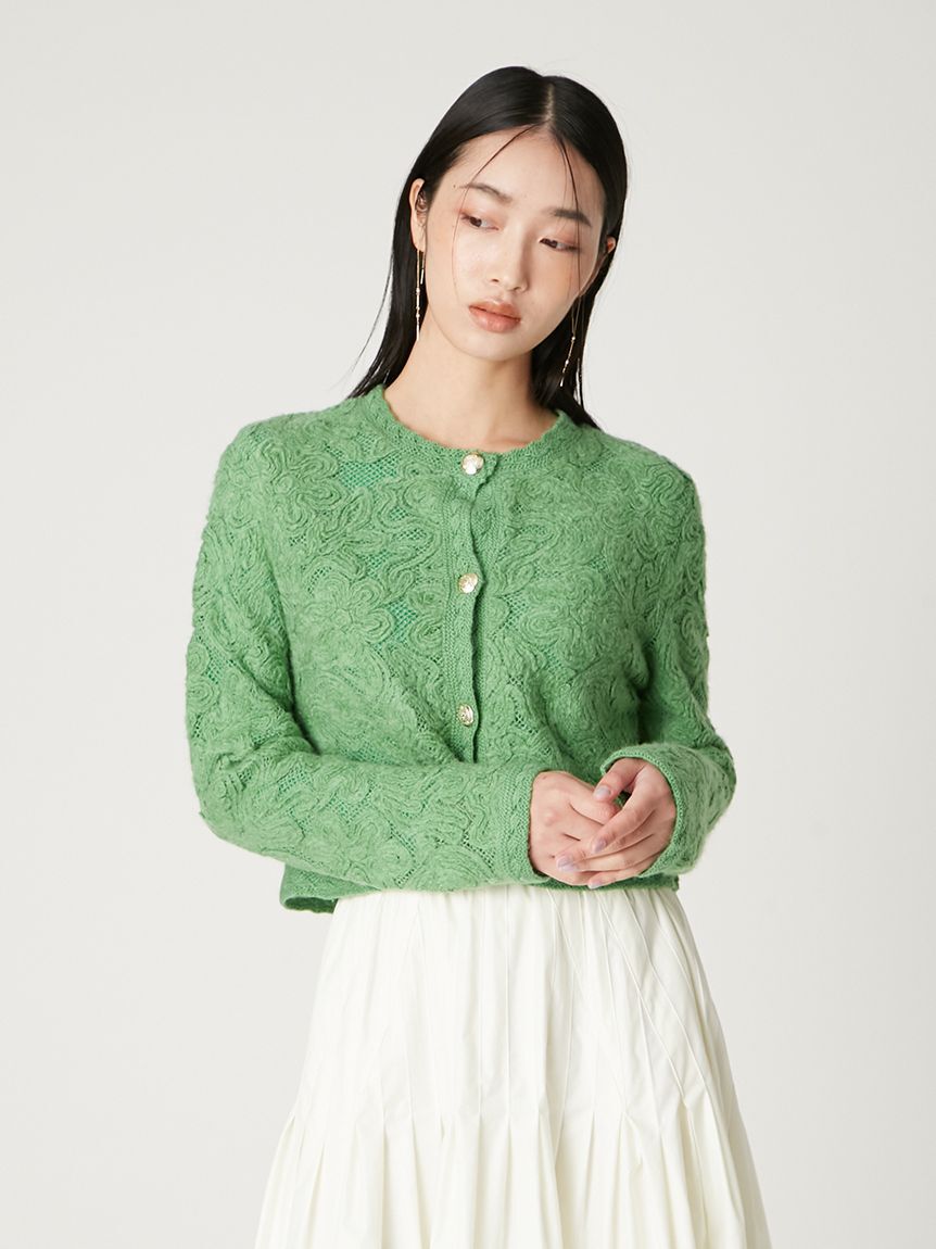 FRAY I.D「エンブロイダリーニットジャケット」|ニット・セーター|