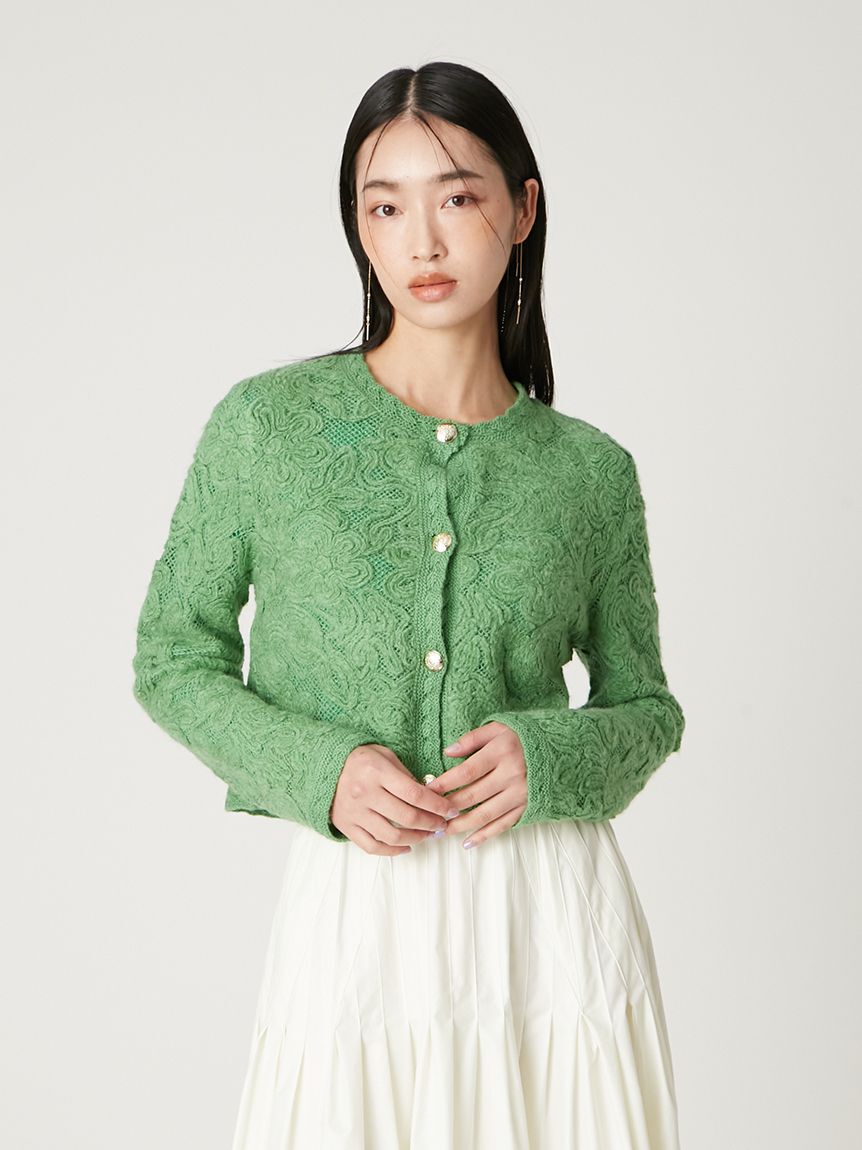 FRAY I.D「エンブロイダリーニットジャケット」|ニット・セーター|