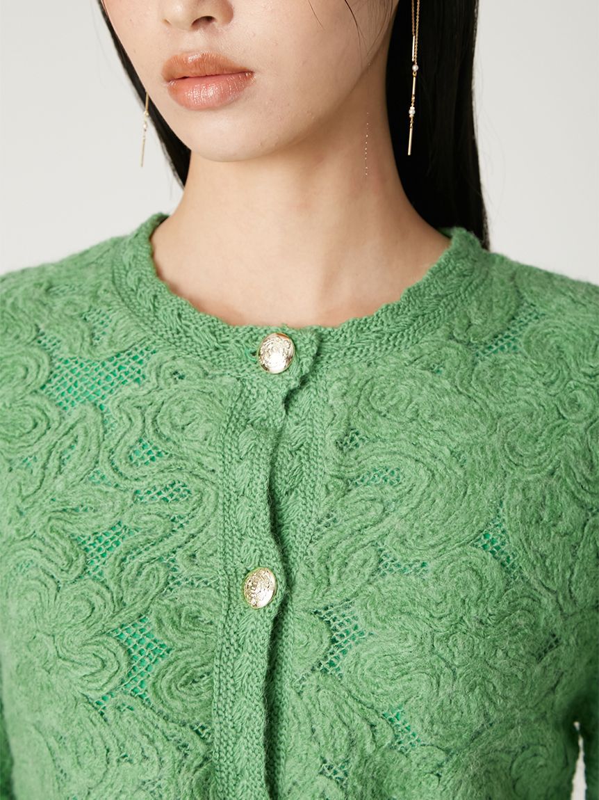 FRAY I.D「エンブロイダリーニットジャケット」|ニット・セーター|