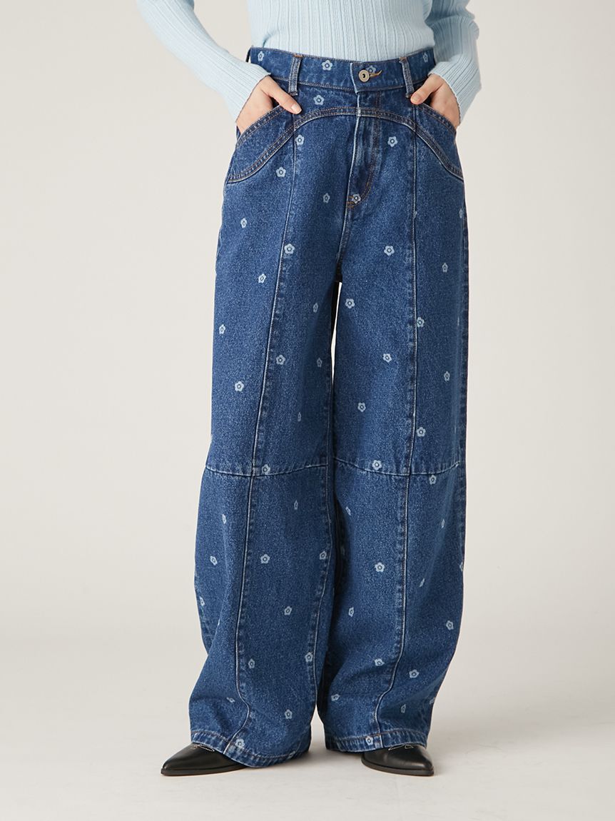 LILY BROWN「【WEB限定】【LILY BROWN&times;MARY QUANT】デイジー柄ワイドデニムパンツ」|デニム|