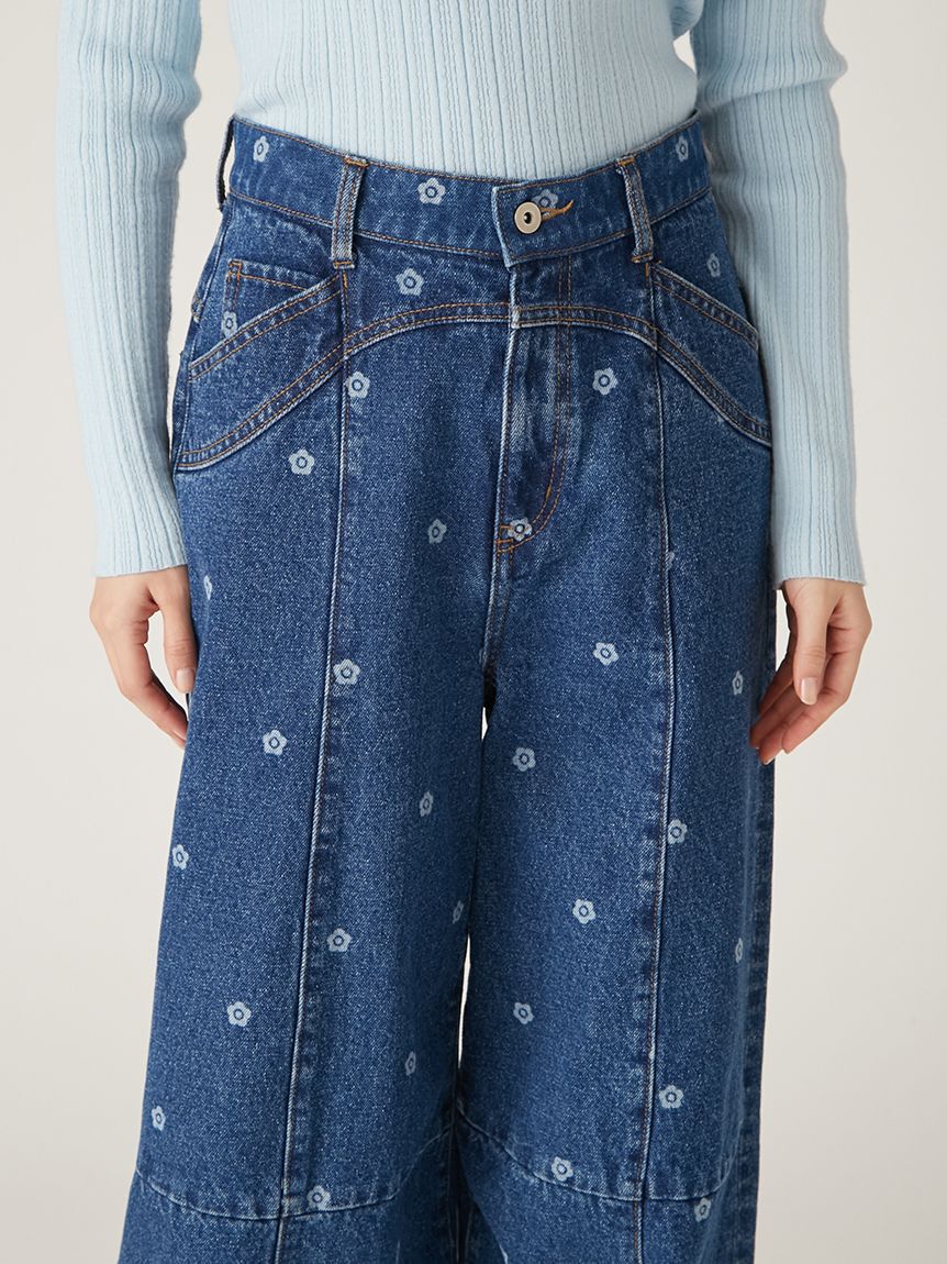 LILY BROWN「【WEB限定】【LILY BROWN&times;MARY QUANT】デイジー柄ワイドデニムパンツ」|デニム|