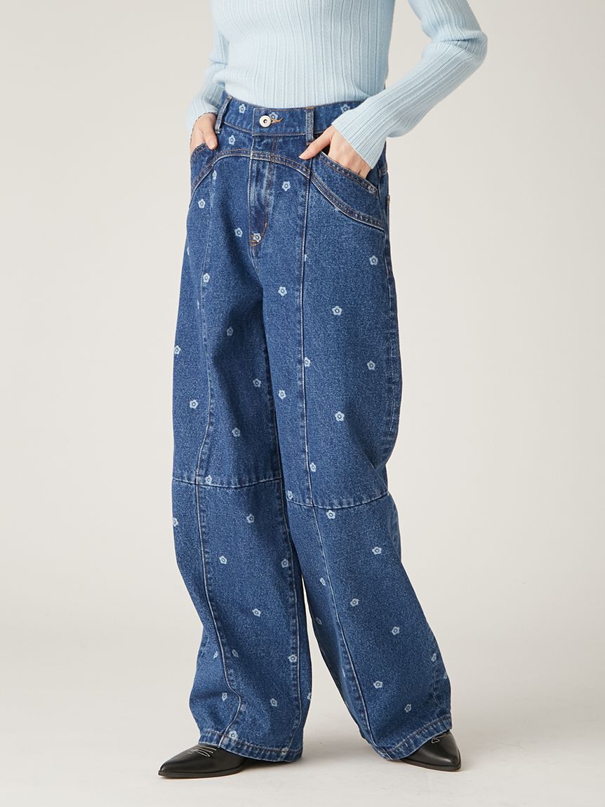 LILY BROWN「【WEB限定】【LILY BROWN&times;MARY QUANT】デイジー柄ワイドデニムパンツ」|デニム|