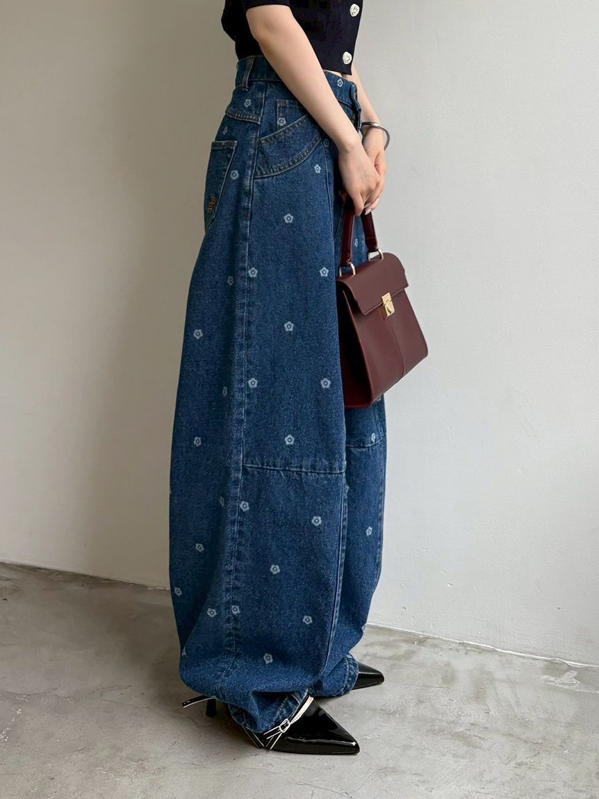 LILY BROWN「【WEB限定】【LILY BROWN&times;MARY QUANT】デイジー柄ワイドデニムパンツ」|デニム|