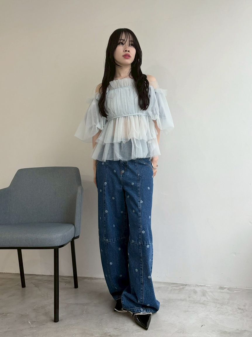 LILY BROWN「【WEB限定】【LILY BROWN&times;MARY QUANT】デイジー柄ワイドデニムパンツ」|デニム|