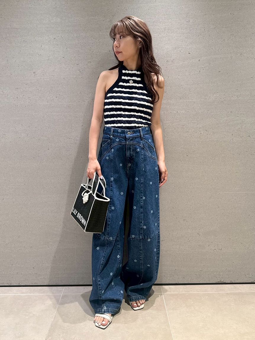 LILY BROWN「【WEB限定】【LILY BROWN&times;MARY QUANT】デイジー柄ワイドデニムパンツ」|デニム|