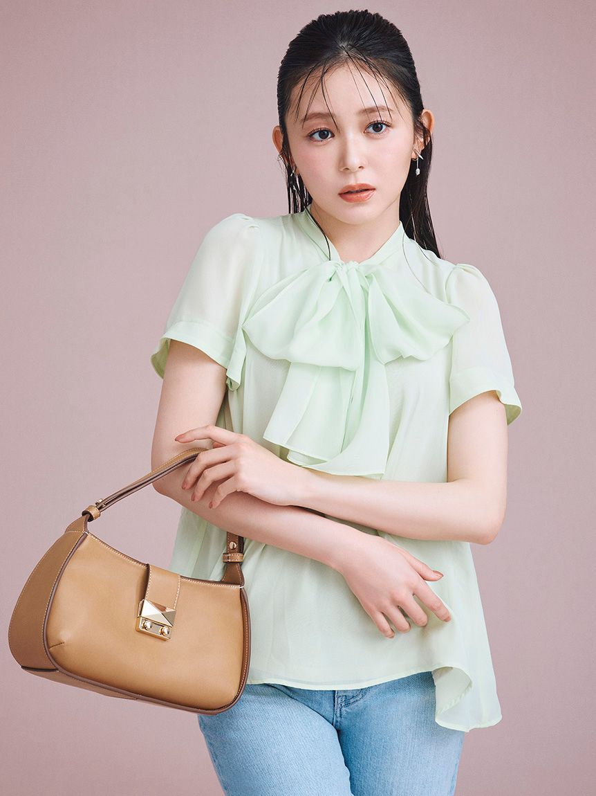 CELFORD「【洗える】ボウタイリボンハーフスリーブブラウス」|シャツ・ブラウス|