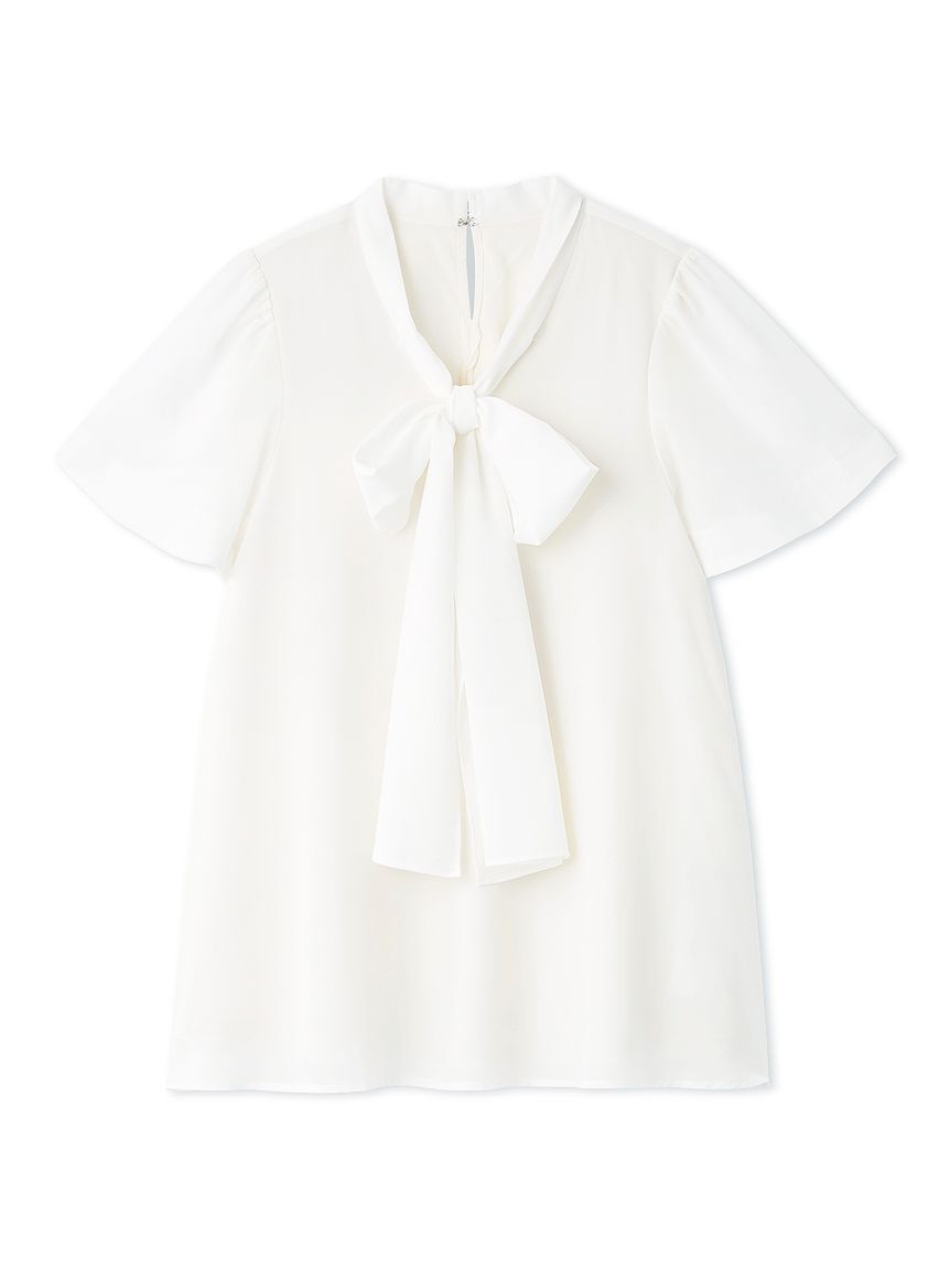 CELFORD「【洗える】ボウタイリボンハーフスリーブブラウス」|シャツ・ブラウス|