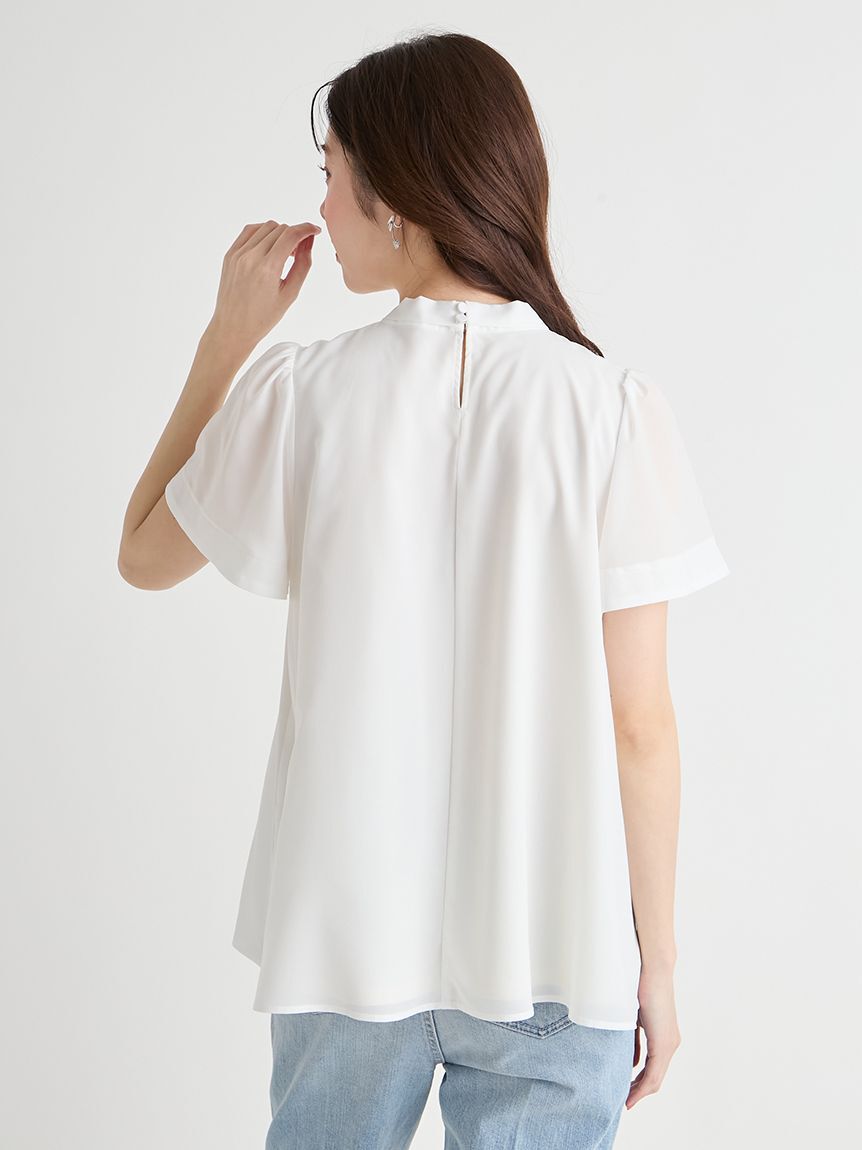 CELFORD「【洗える】ボウタイリボンハーフスリーブブラウス」|シャツ・ブラウス|