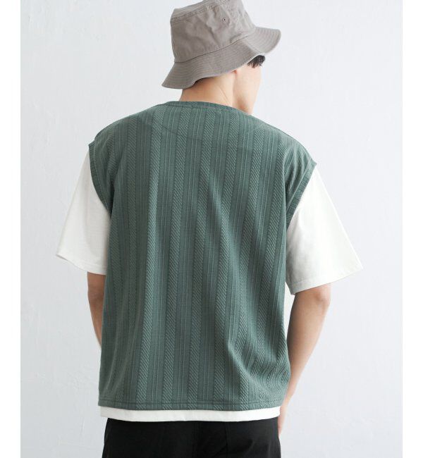 ikka「5分袖フェイクベストTシャツ」|Tシャツ・カットソー|