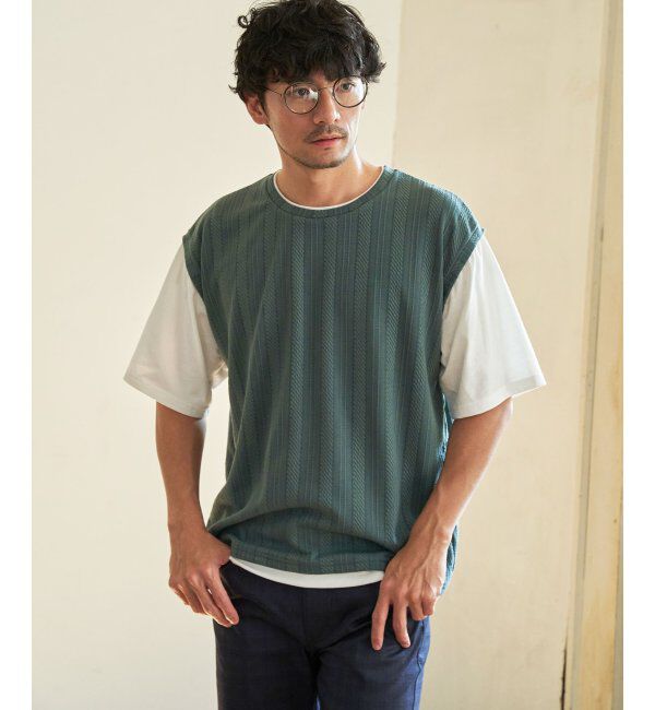 ikka「5分袖フェイクベストTシャツ」|Tシャツ・カットソー|