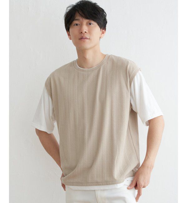 ikka「5分袖フェイクベストTシャツ」|Tシャツ・カットソー|