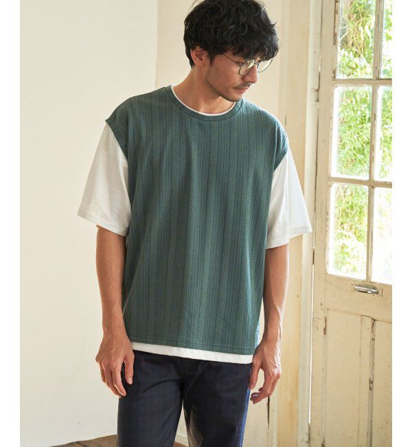 ikka「5分袖フェイクベストTシャツ」|Tシャツ・カットソー|