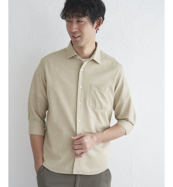 IKKA LOUNGE「7分袖シャリルジャージスイスカラーシャツ」|シャツ・ブラウス|