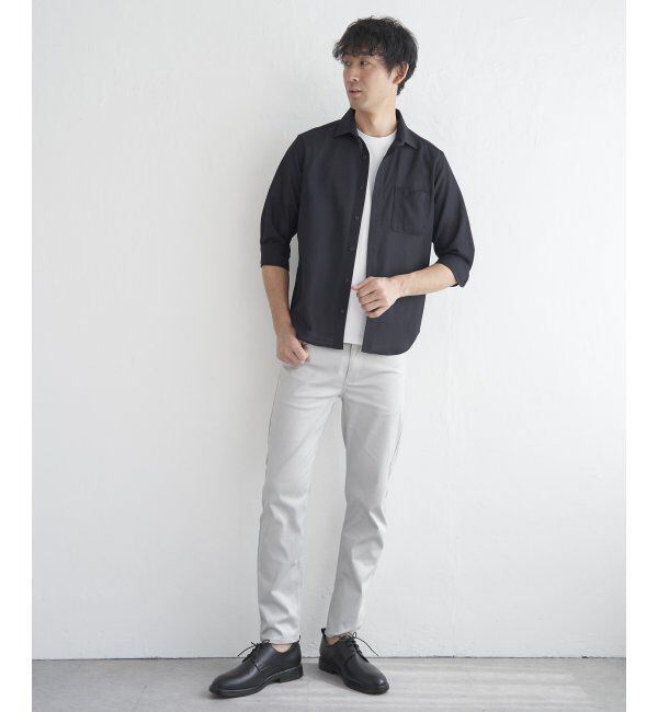 IKKA LOUNGE「7分袖シャリルジャージスイスカラーシャツ」|シャツ・ブラウス|